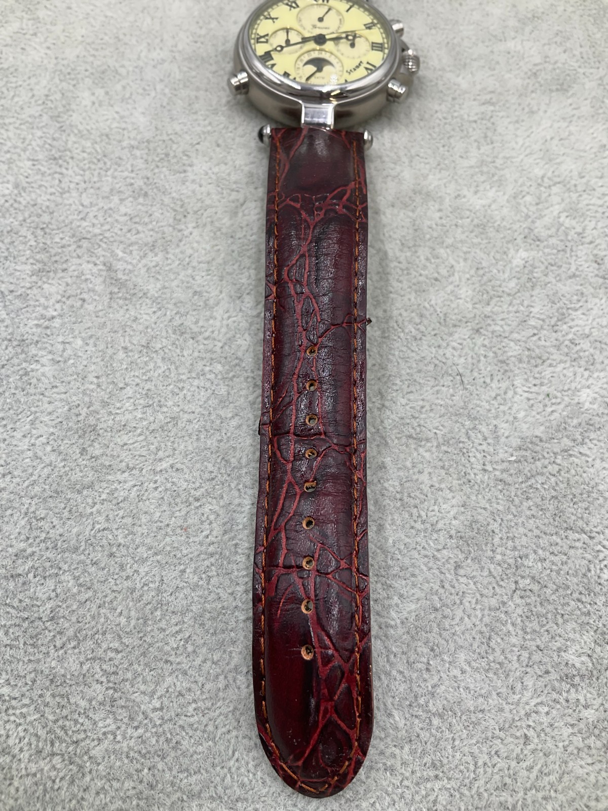 Stauer Graves 33 Five Face Automatic Men’s Watch Red Leather Strap working N6