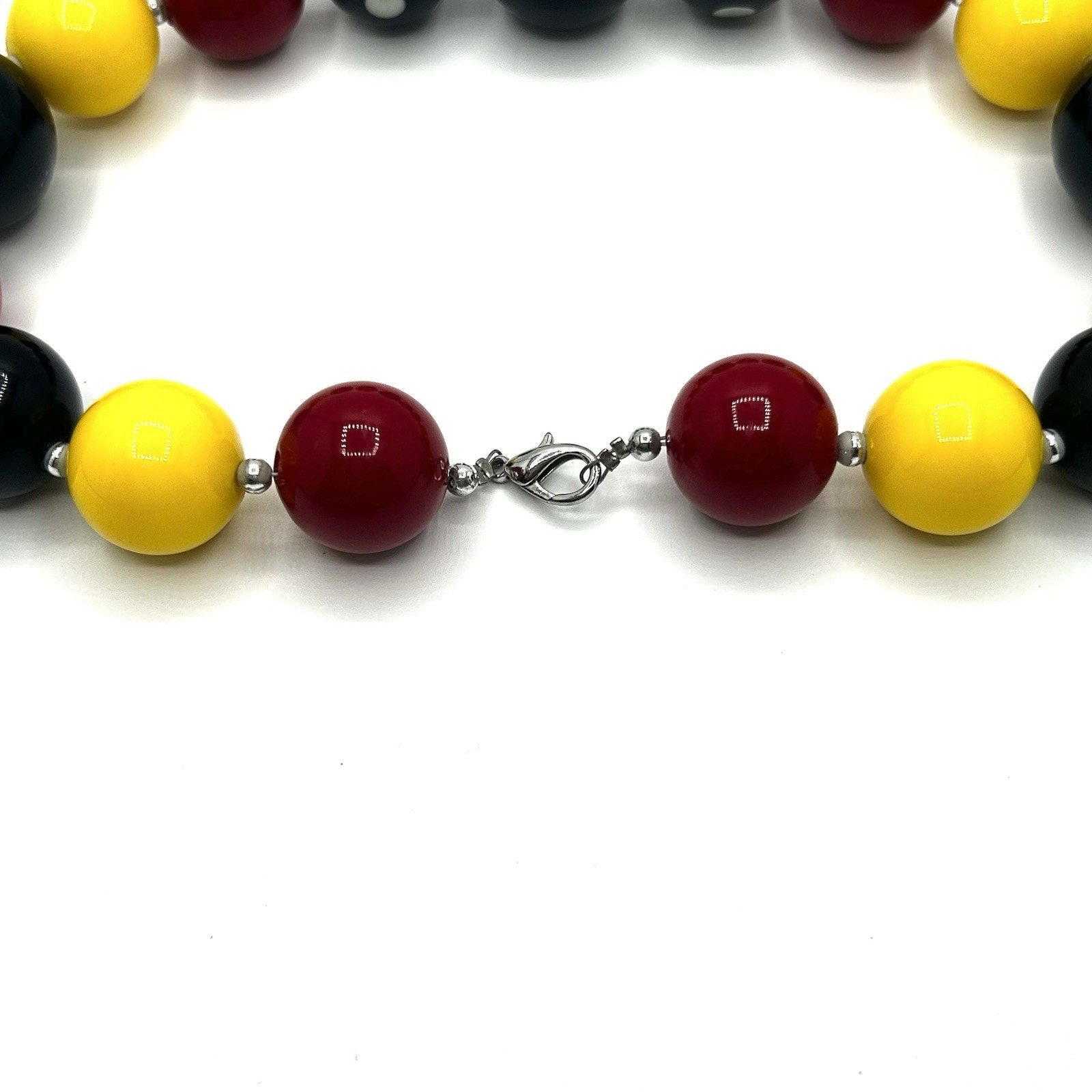COSPLAY MICKEY MINNIE MOUSE Red Black Yellow Big Chunky Bead 14” Choker Necklace