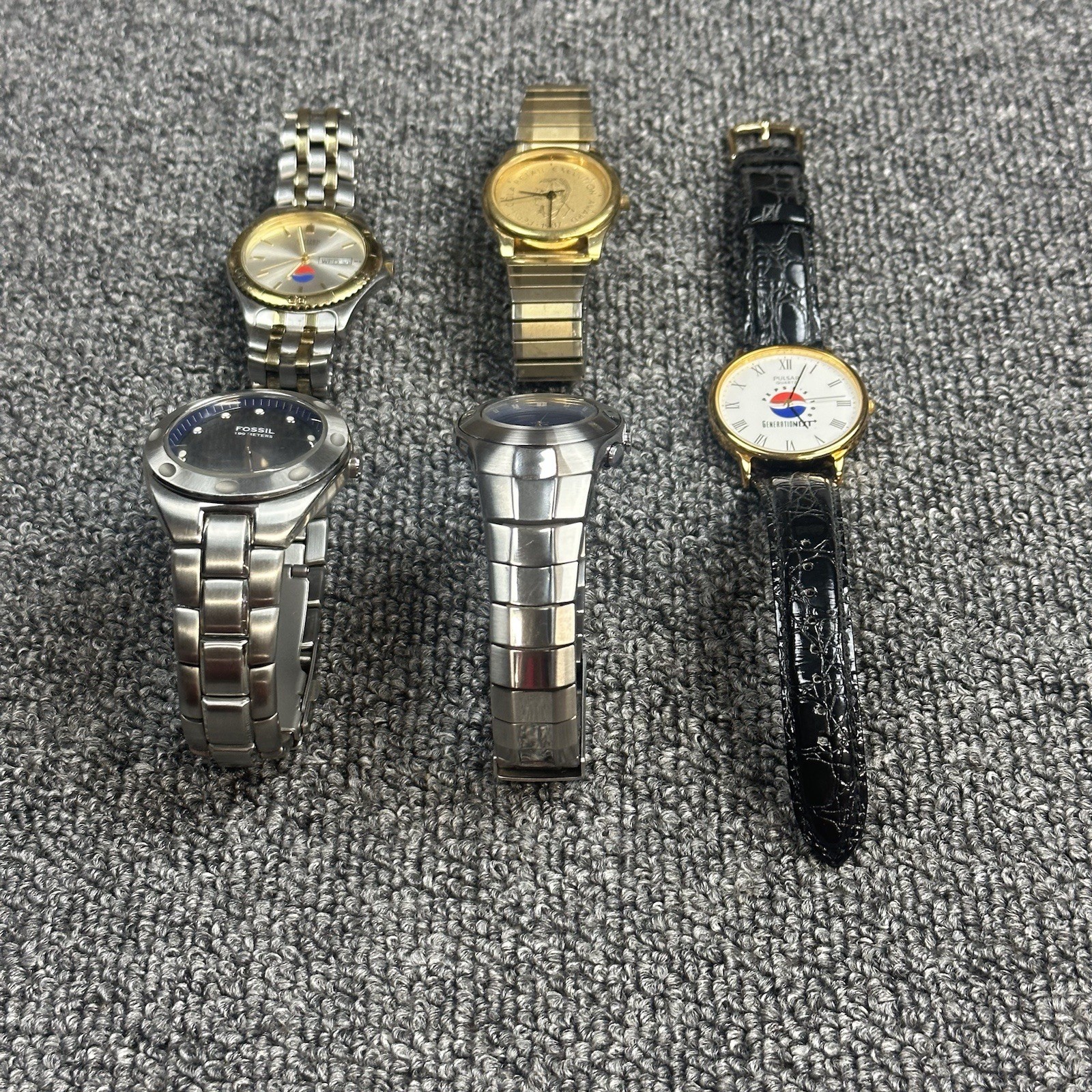 Lot Of 5 Men’s Pepsi Wristwatches – Citizen, Fossil, Seiko, Pulsar, Timex Read