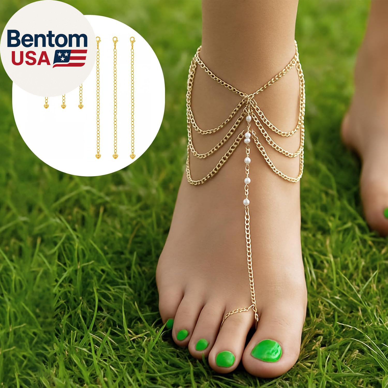 6 Pcs Gold Necklace Extenders for Women Non Tarnish Gold Bracelet Chain Extender