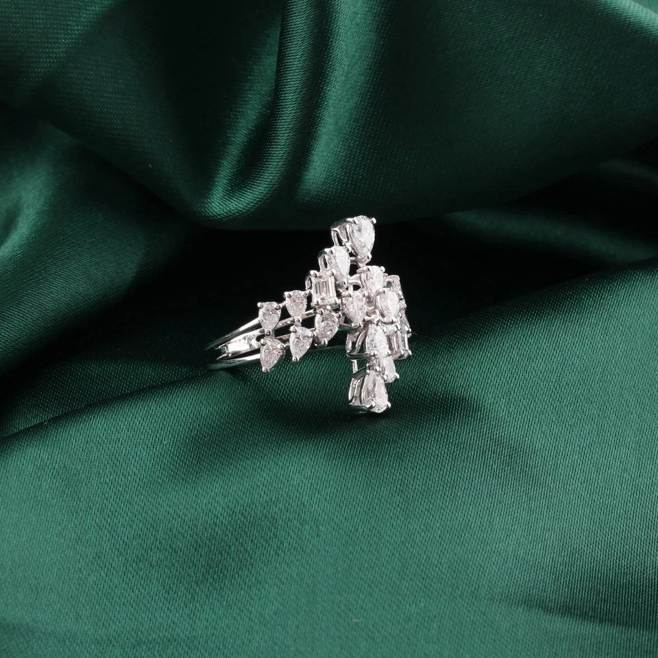 925 Silver moissinite fancy cut Ring , for regular and party use.