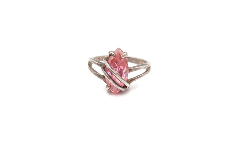Sterling Silver 925 Pink Cubic Zirconia Ring Size 5
