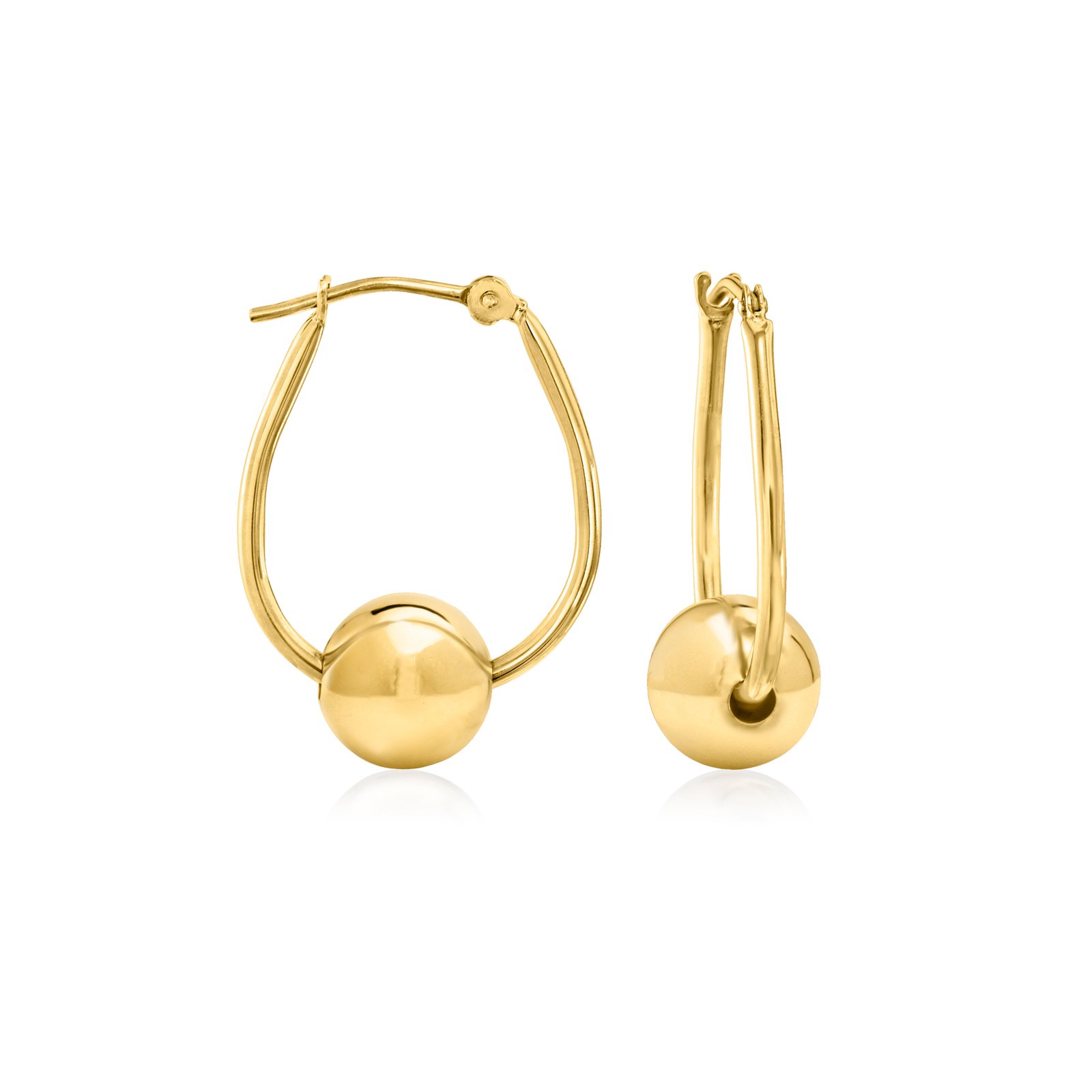 Ross-Simons 14kt Yellow Gold Bead Hoop Earrings. 7/8 inches