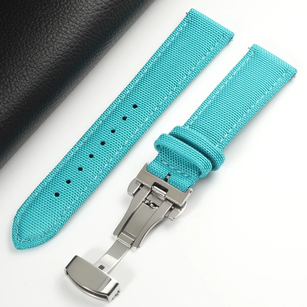 Quick Release Nylon Sailcloth Watch Strap 18mm 20mm 22mm Butterfly Buckle