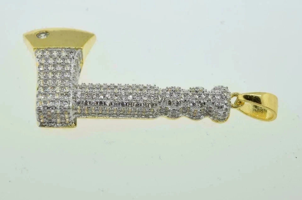 2.2CT Round Cut Lab Created Diamond Men’s Chain Pendant 14K Yellow Gold Plated