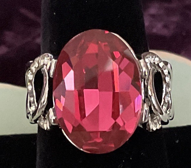 HOT PINK TOPAZ RING – 20X14mm Or 18.0ctw – White Accents – .925 SS !!!