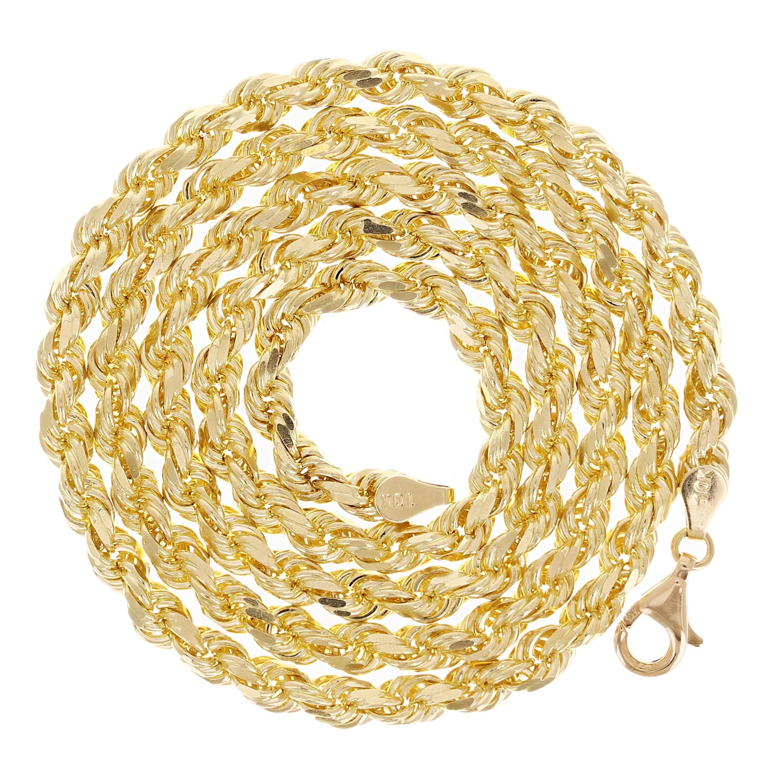 10k Yellow Gold Solid Diamond Cut Rope Chain Necklace 5mm 24″ 39.6 grams