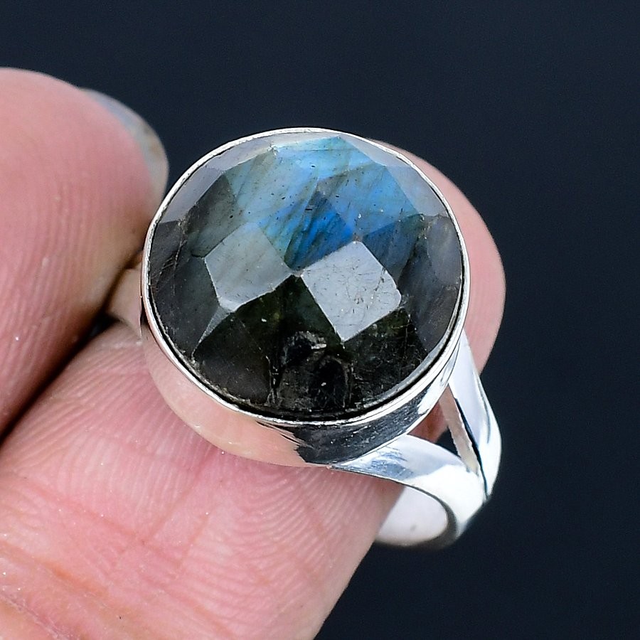 Labradorite Handmade 925 Sterling Silver Jewelry Ring US Size 9