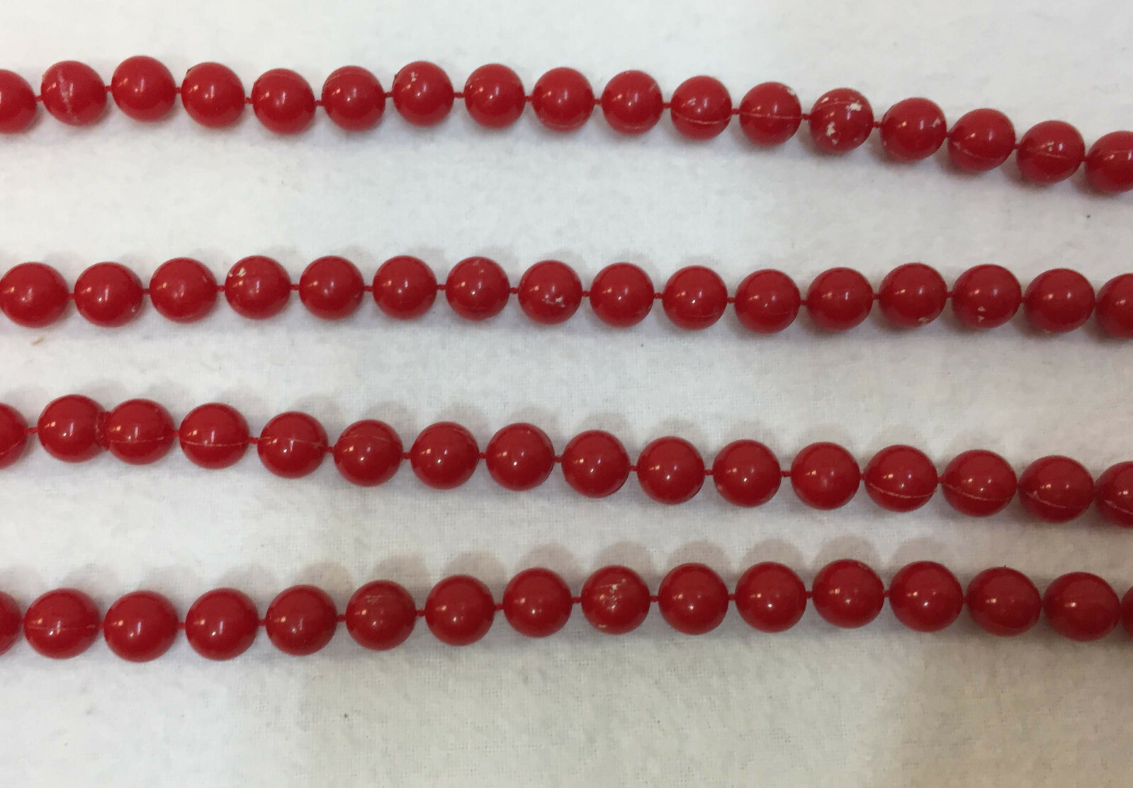 Plastic Bead Necklaces & Bracelet Red White Rope Strand String Bangle Lot 3