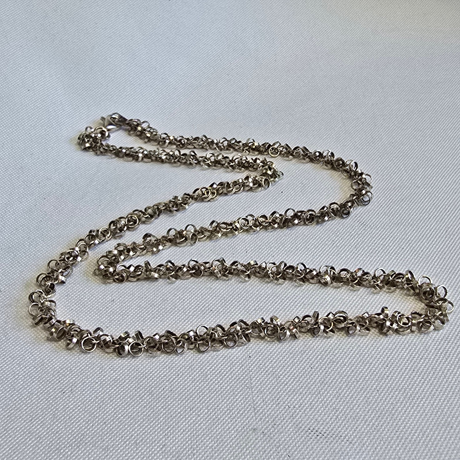 Sterling Silver Necklace 15.7g Fine Jewelry 22″ Unique Chain Lobster Clasp