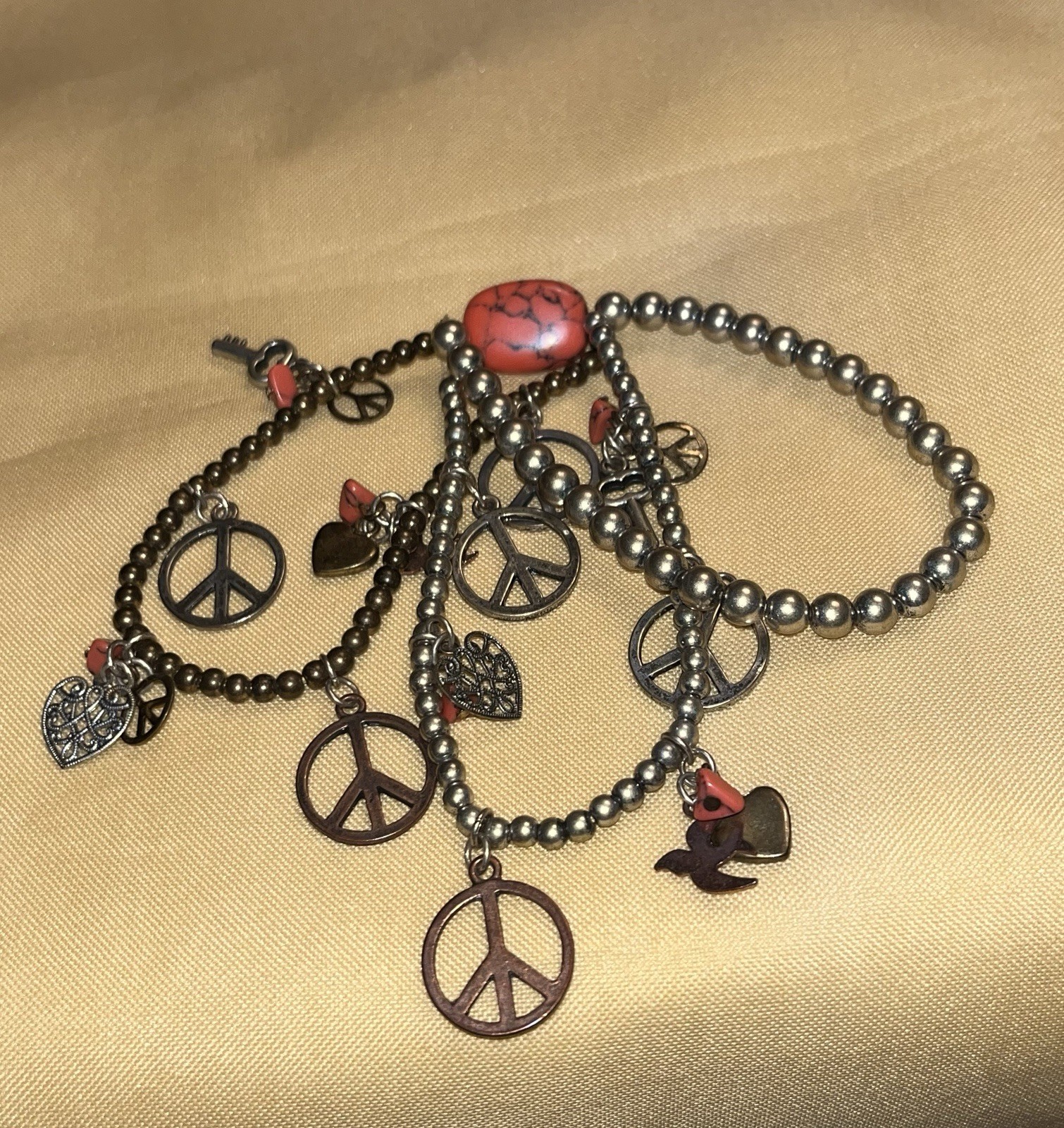 Vintage Bohemian multi-strand Charm Bracelet by Lucky Brand Silver-tone