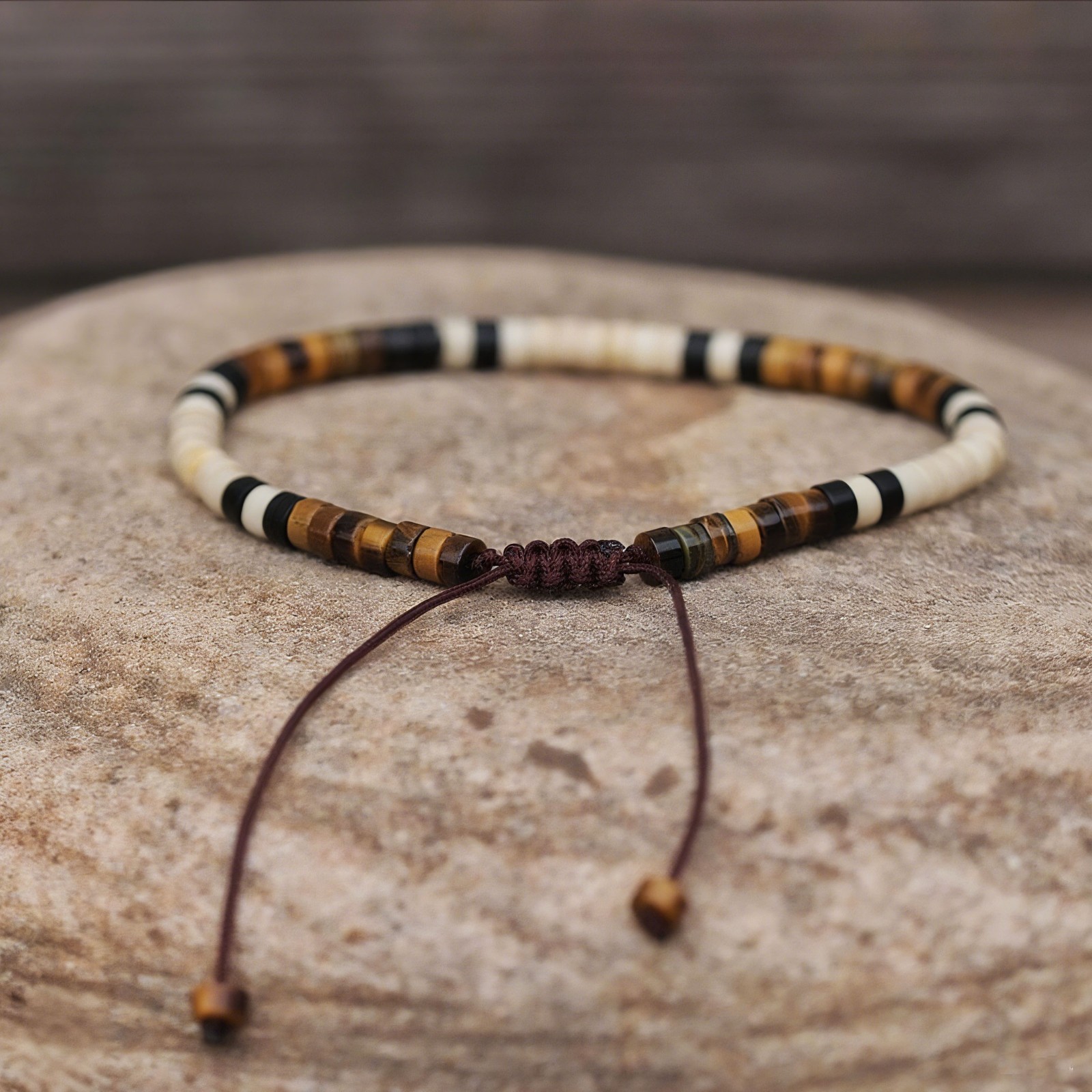 White Jade & Tiger Eye Beads Healing Women Men Adjustable Bracelet Ideal Gifts