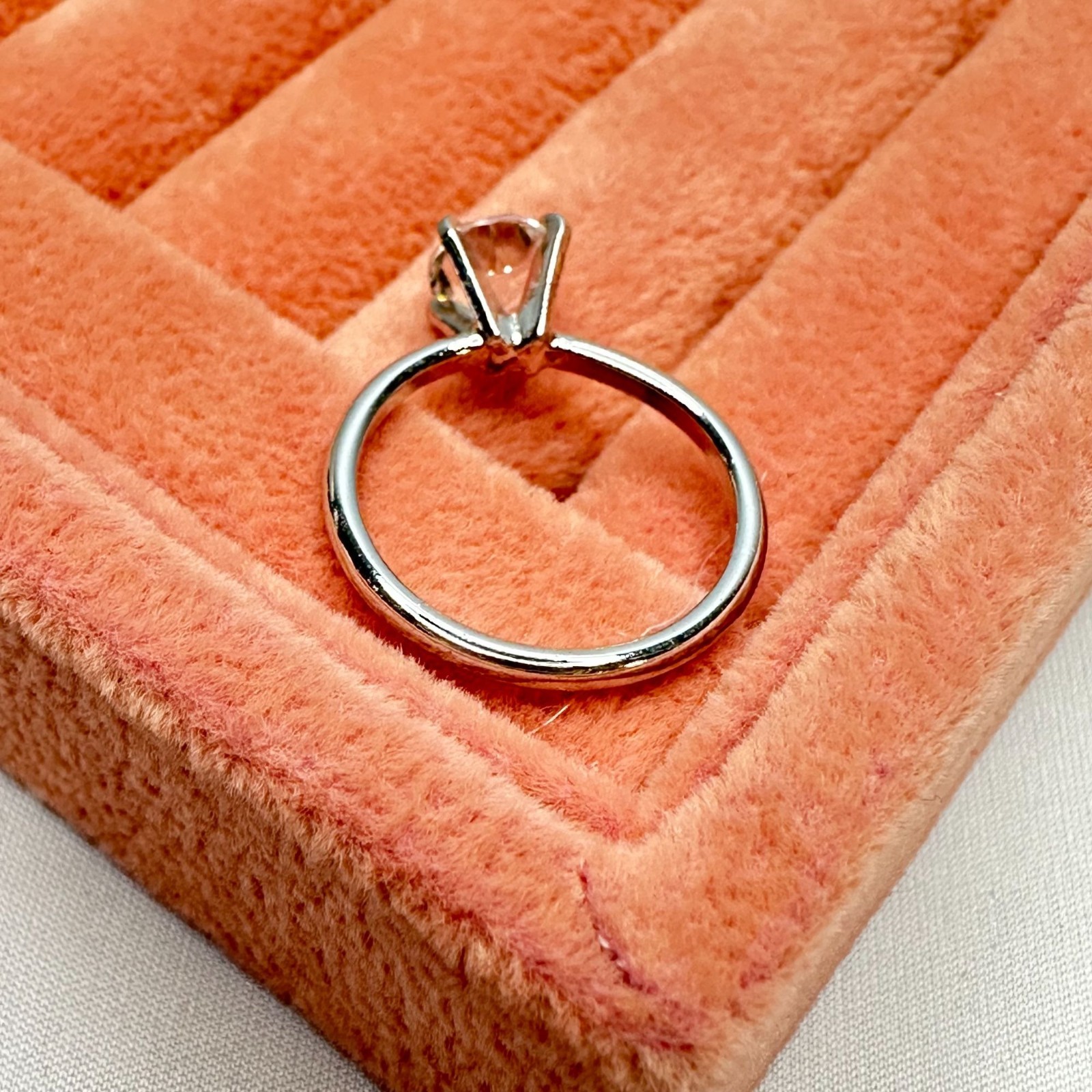 Classic Round Brilliant Solitaire Ring Silver Tone Faux Diamond Minimalist Sz 7