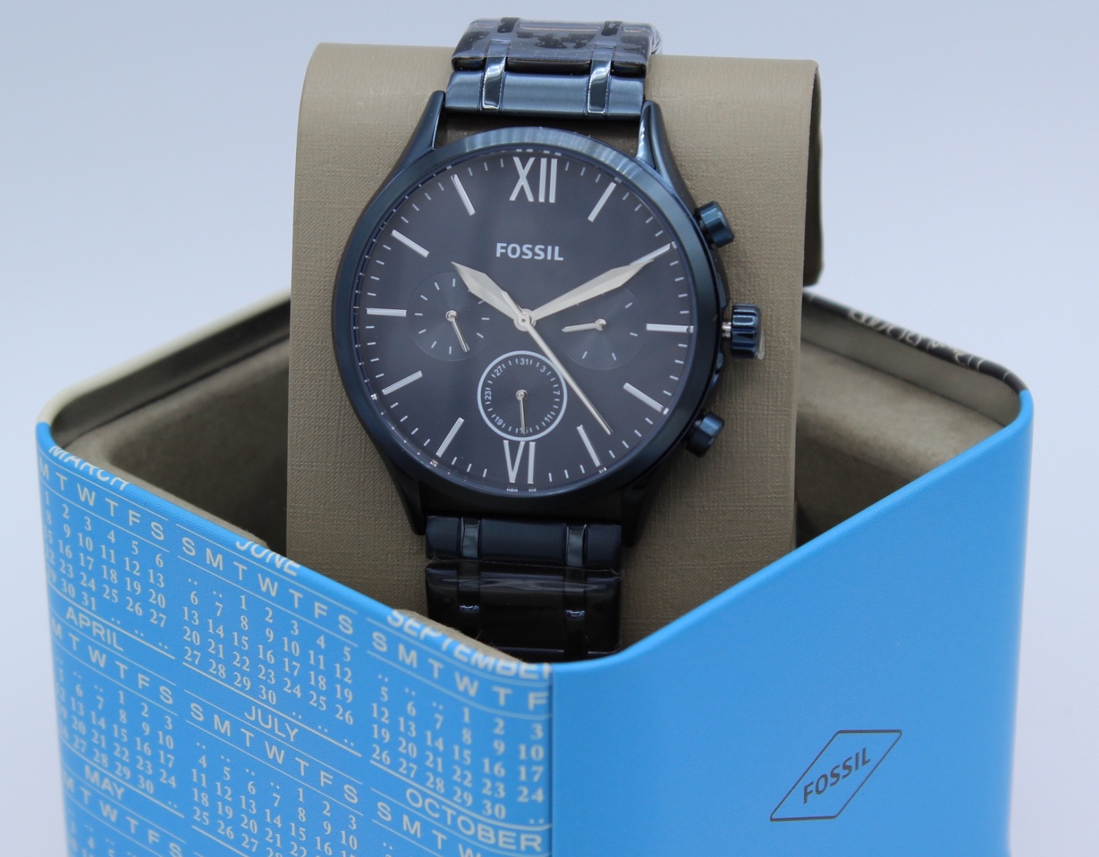 NEW AUTHENTIC FOSSIL FENMORE MIDSIZE CHRONOGRAPH NAVY BLUE BQ2403 MEN’S WATCH