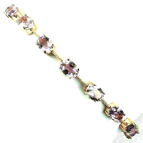 Silver Bracelet Amethyst Natural Gems Solid Sterling Rose Gold Plated 7 to 9 In