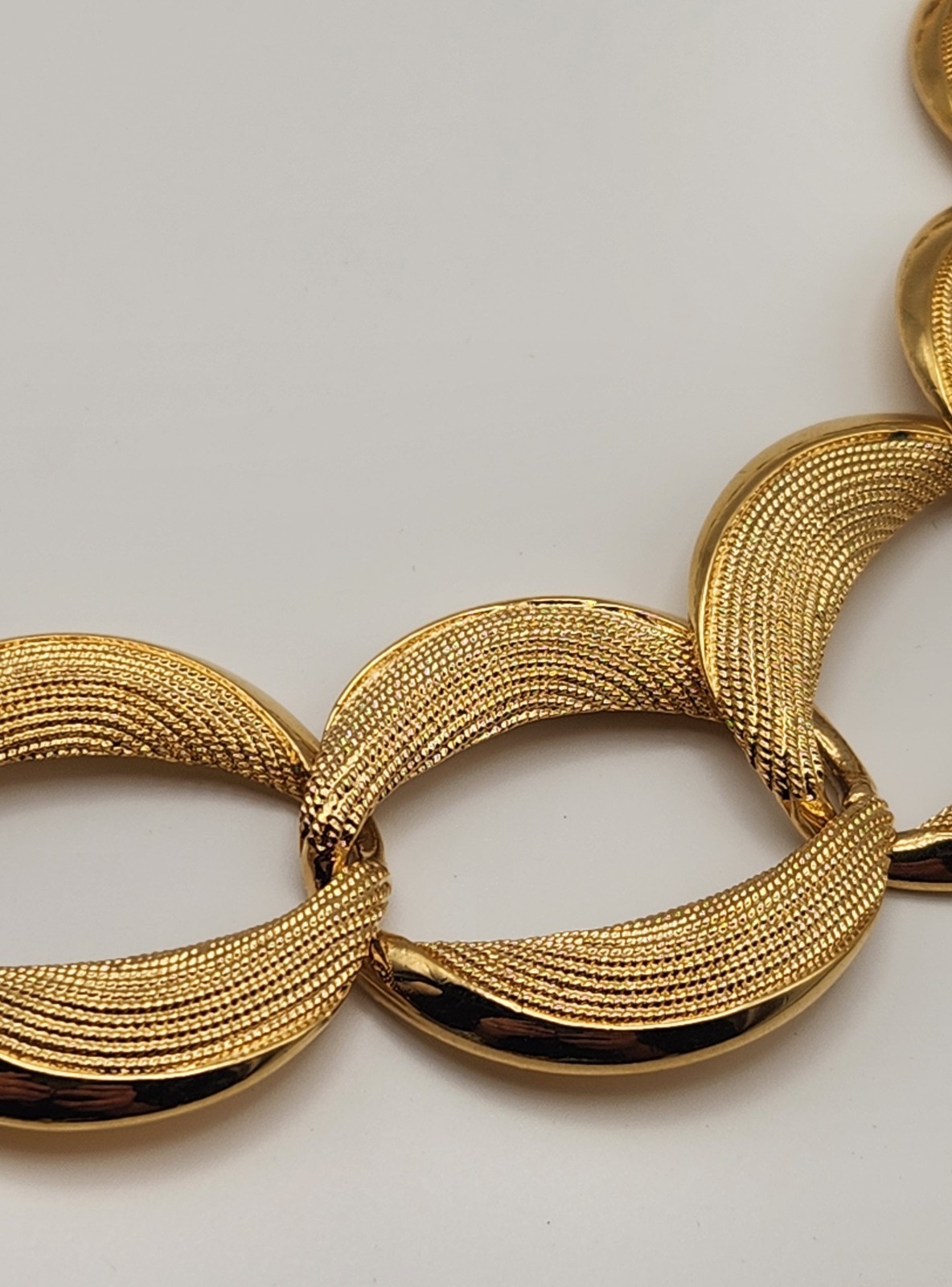 Vintage Napier Gold Tone Chunky Link Necklace Textured Statement Signed 18″
