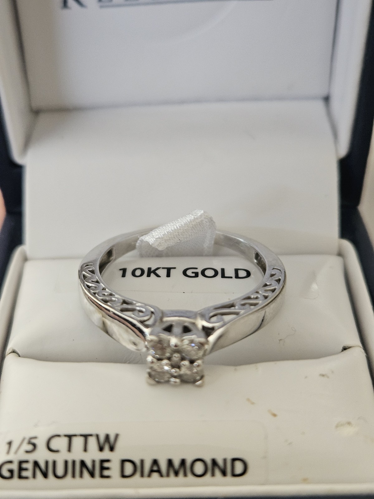 KEEPSAKE WHITE GOLD & 0.2 CARAT DIAMOND ENGAGEMET RING SIZE 8.25
