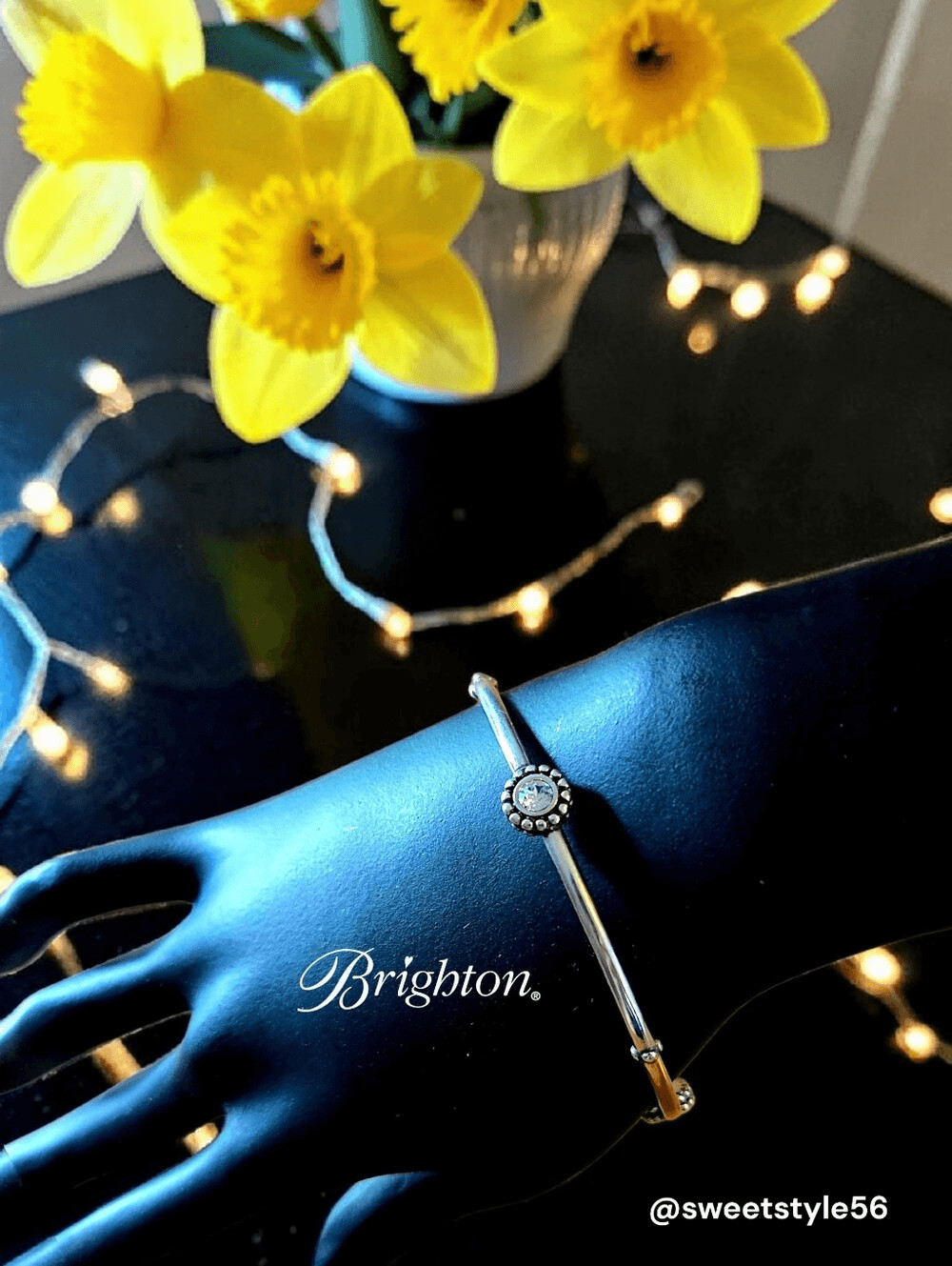 BRIHHTON “Twinkle Trio” Silver And Crystal Bangle Bracelet SWEET AND SPARKLY!