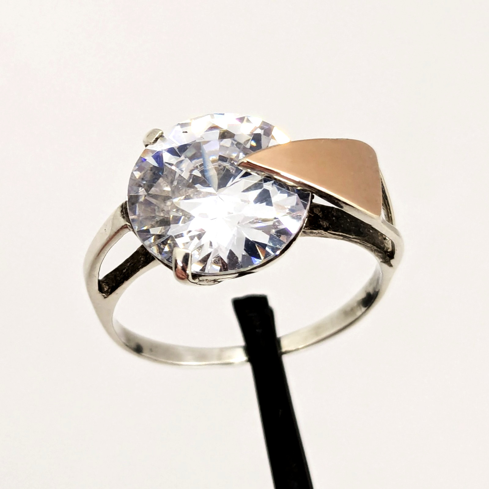 Vintage Luxury RING Silver 925 with Gold Inlay 375 and Stone -size: 10US | #76