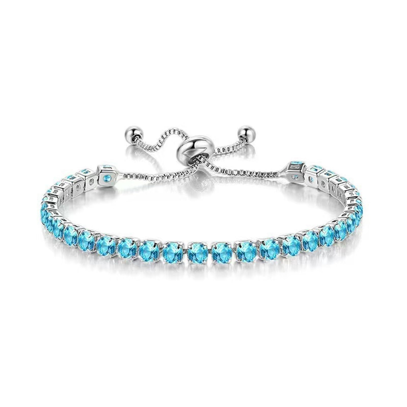 14K Gold Adjustable Tennis Bracelet with Colorful Rhinestones