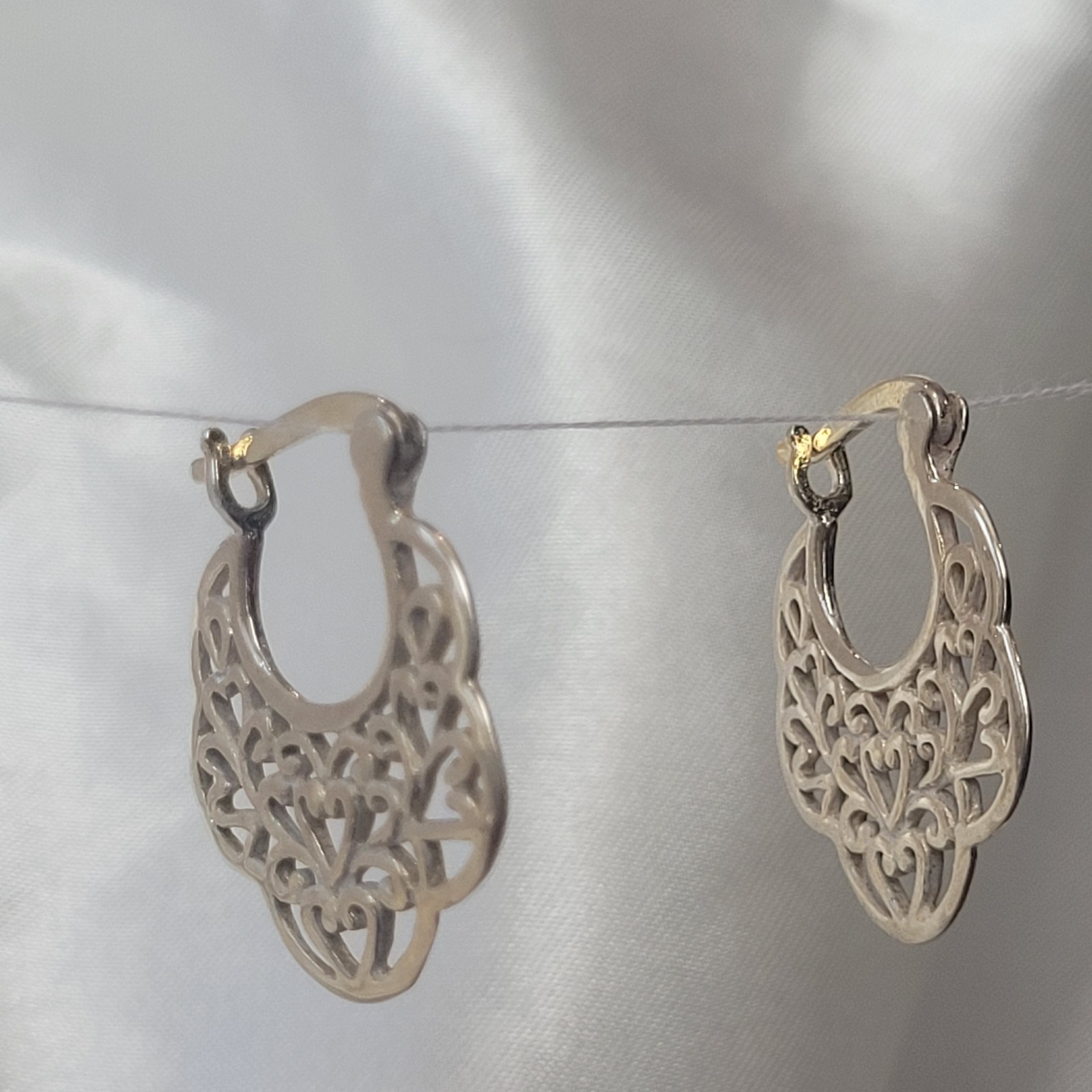 Danecraft Earrings Filigree Hoops Hinged Latch Back Gold Plated