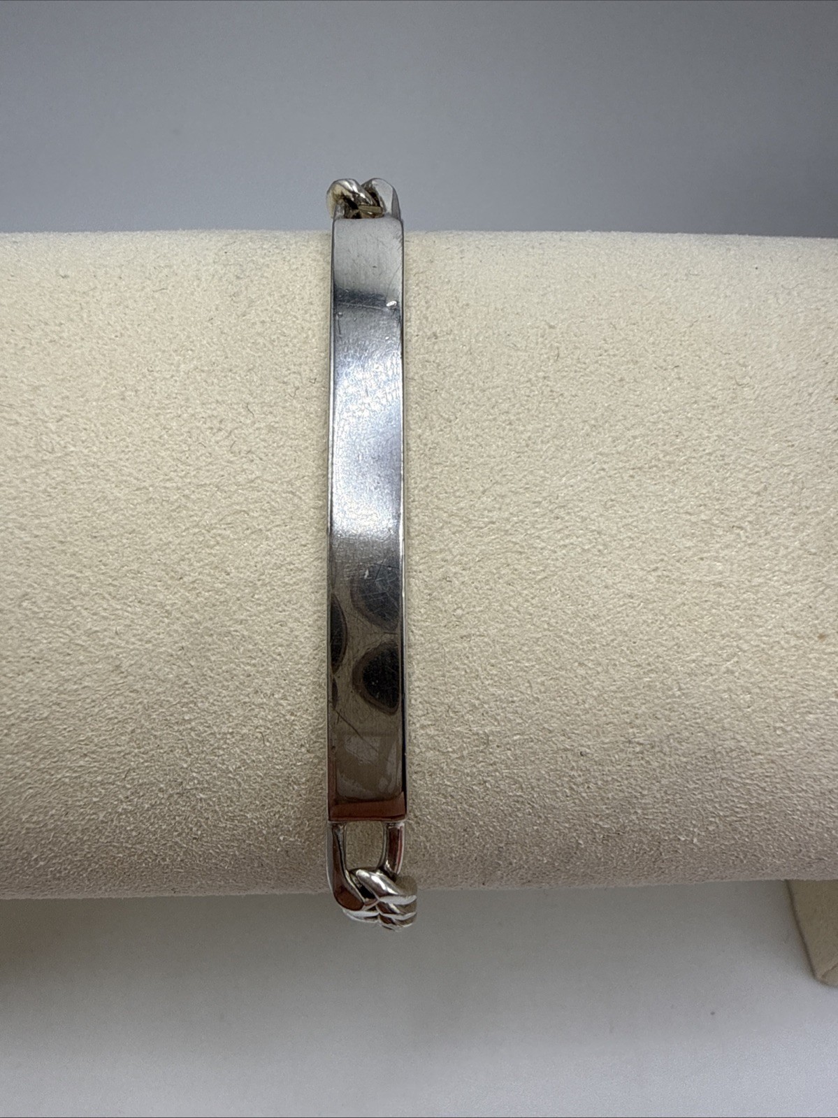 Men’s Sterling Silver 5.4mm Figaro Link ID Bracelet 8”