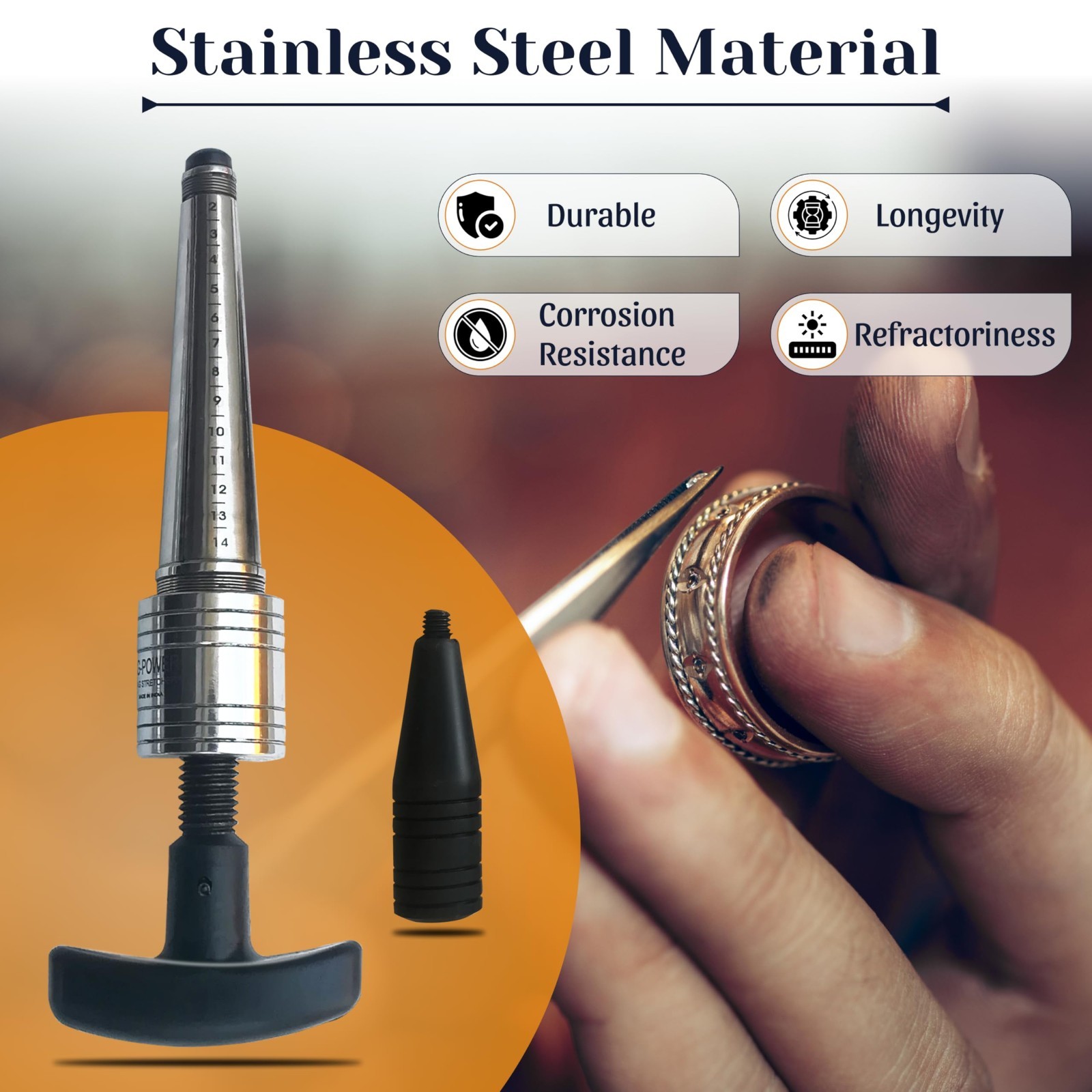 Manual Ring Stretcher & Adjuster Tool for Jewelry Making – Sizes 2-14, Expands M