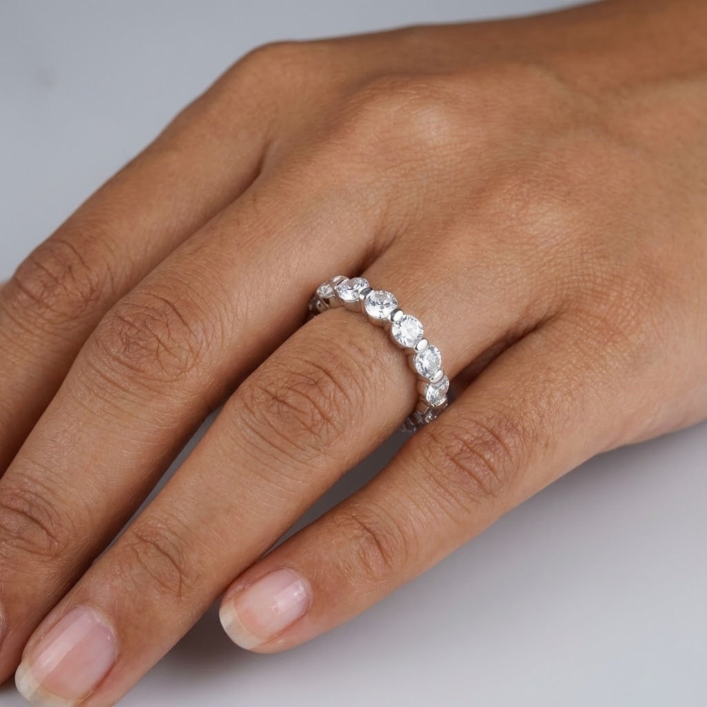 Eternity Wedding Ring Classic Solid 14K Gold 2.75 CT Round Natural Diamond G SI1