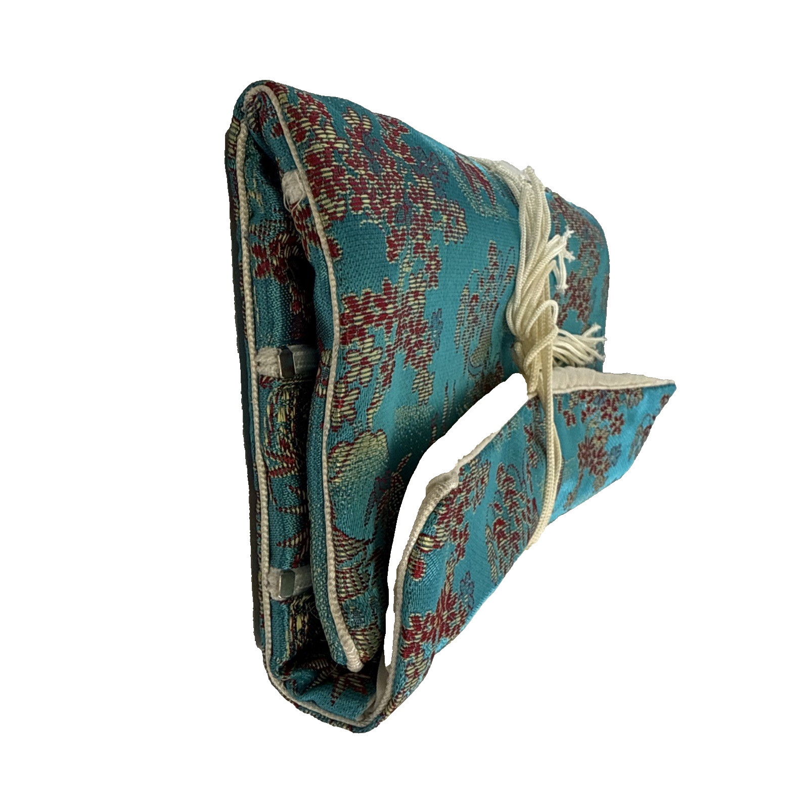 Turquoise Blue Travel Jewelry Organizer Roll Foldable Jewelry Storage Holder
