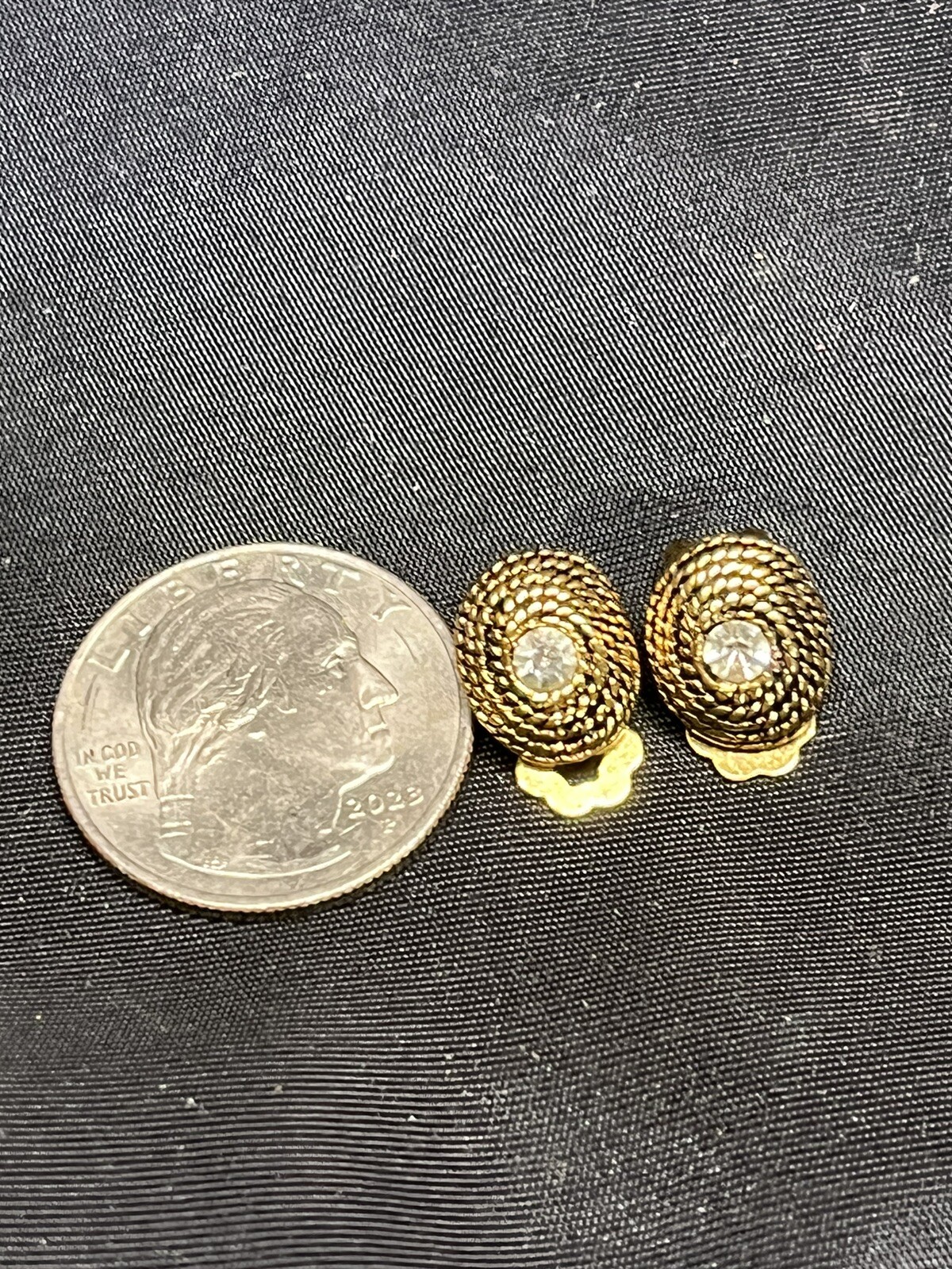 VINTAGE GOLD TONE CLIP ON STUD EARRINGS .50”