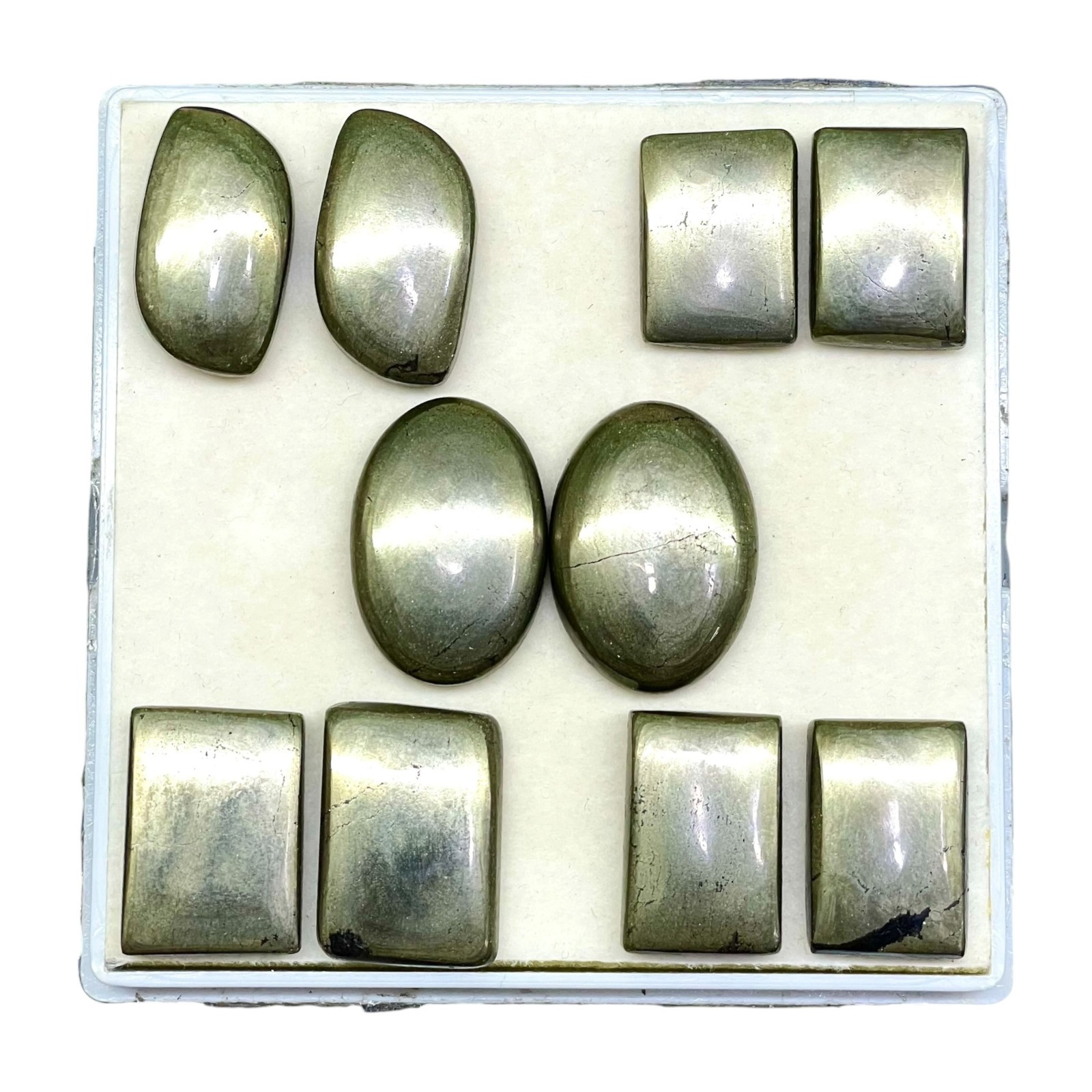 10 Pcs Natural Pyrite Cabochon 20-27mm Loose Golden Metallic Luster Gemstones