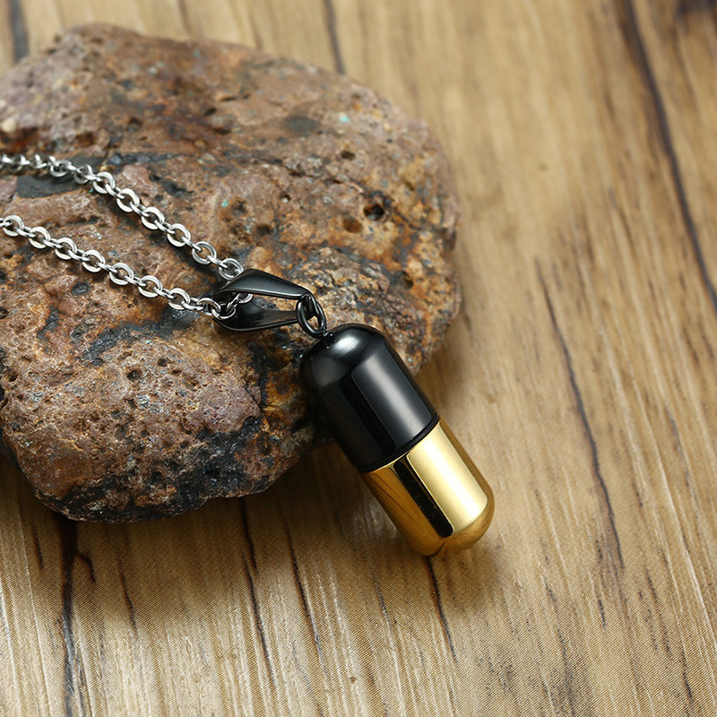 Medical Cross Pill Container Holder Pendant Necklace Choker Gift Stainless Steel
