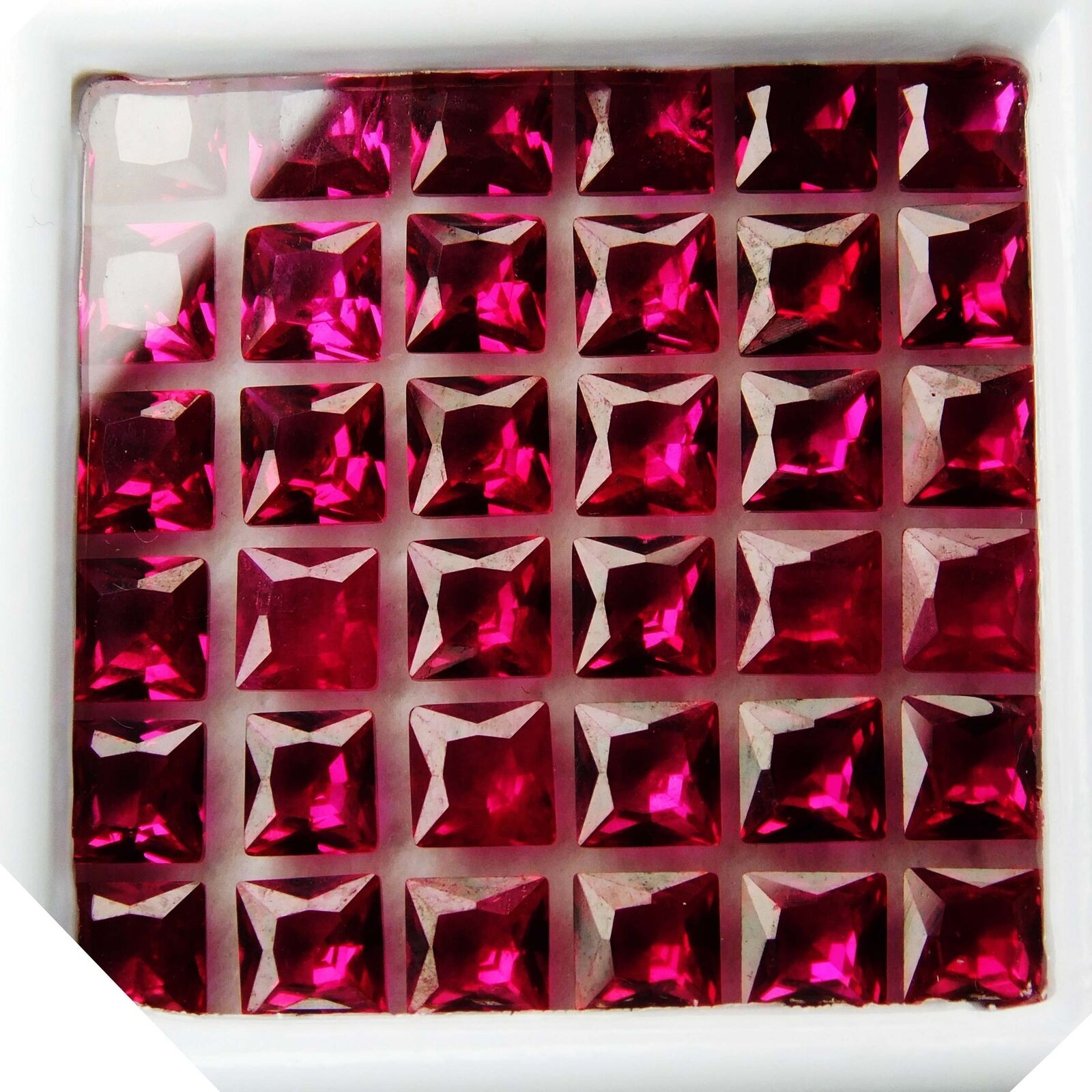 50 PCS Natural Red RUBY Loose Gemstone Lot CERTIFIED Ring Size Square Shape