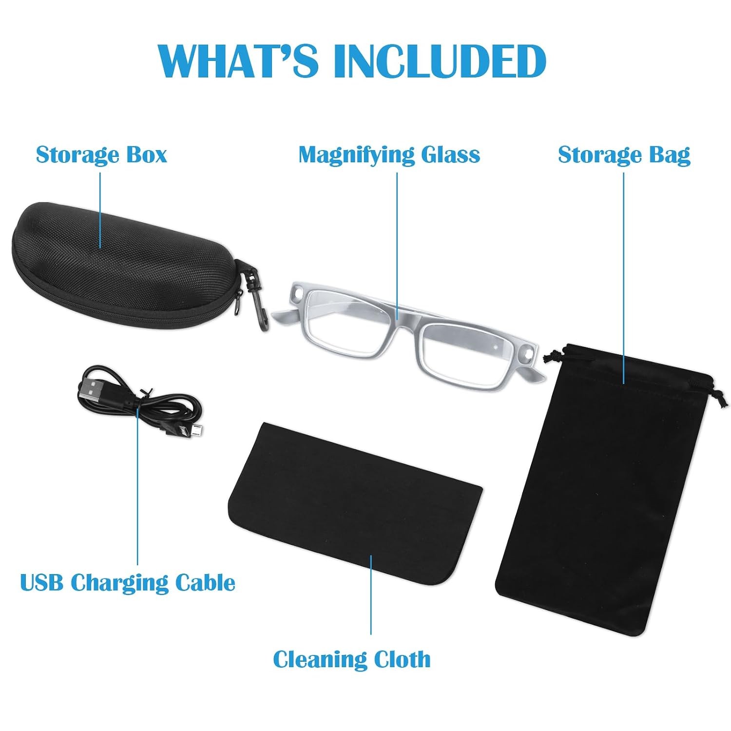 200% Magnifying Glasses with Light,USB Rechargeable LED Lighted Magnifying Eyewe