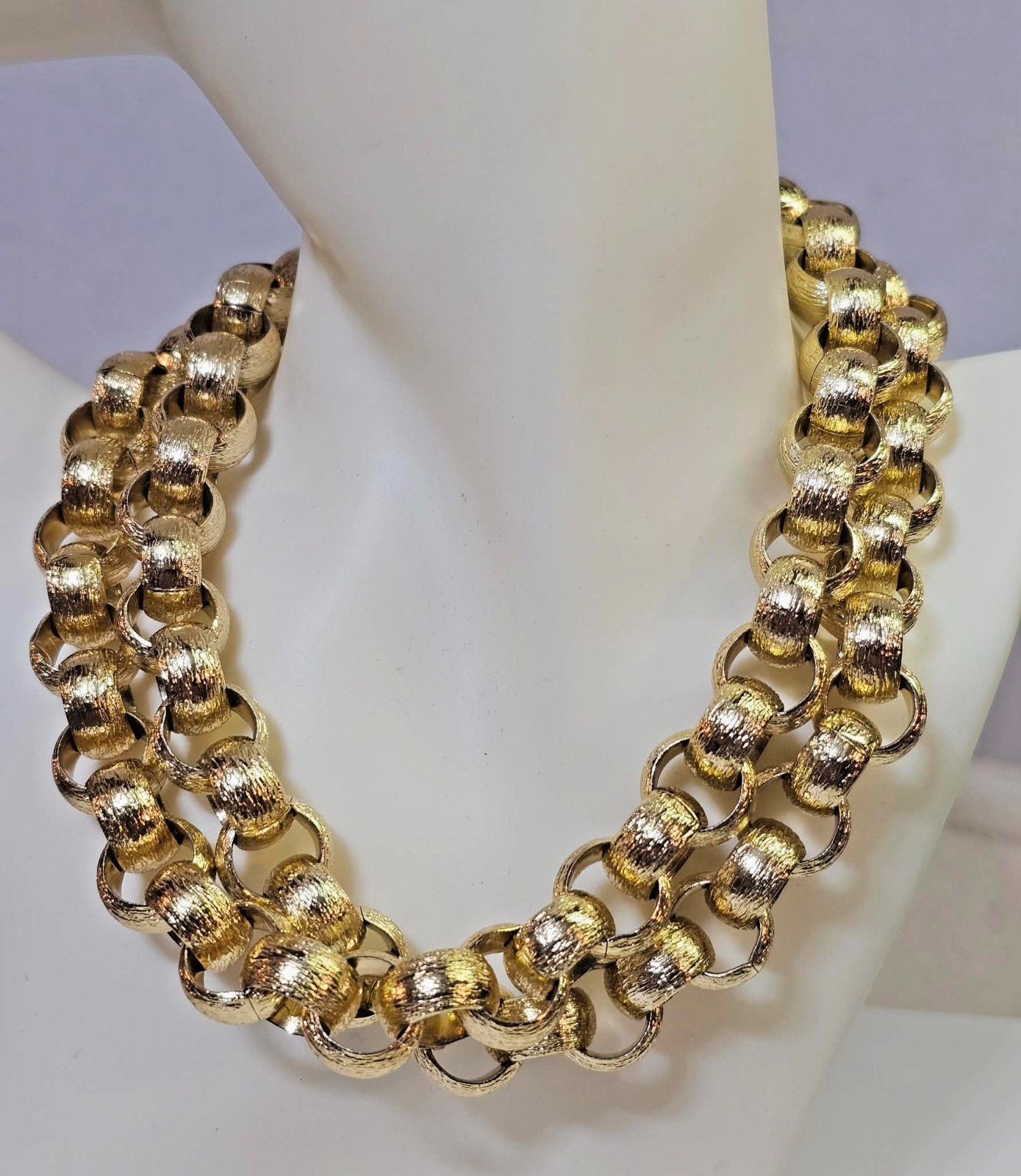 vtg Goldfilled/Goldplated Belcher Chain Chunky Wide Necklace Statement 31in-114g