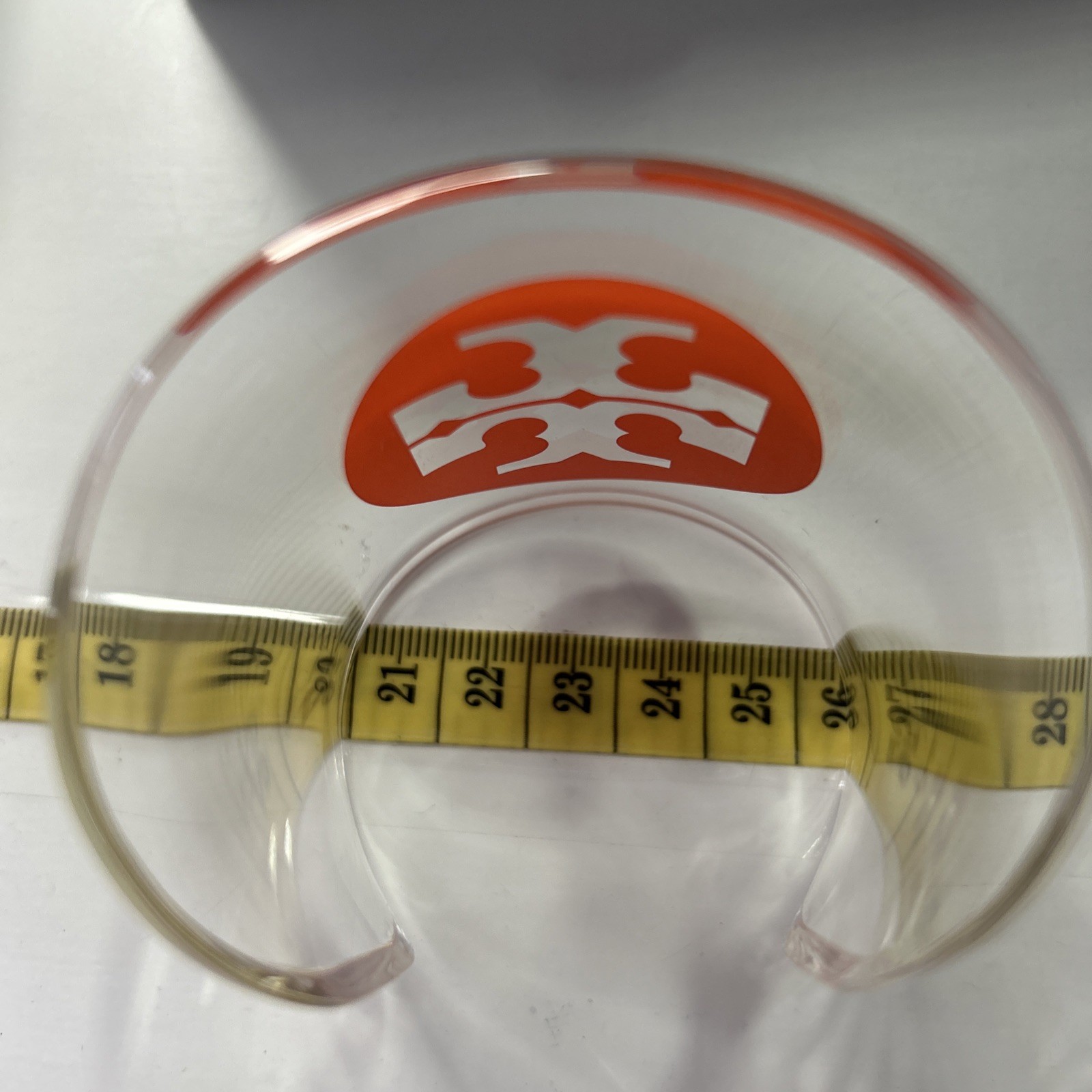 TORY BURCH White Clear Lucite Orange Logo Wide Cuff Bracelet