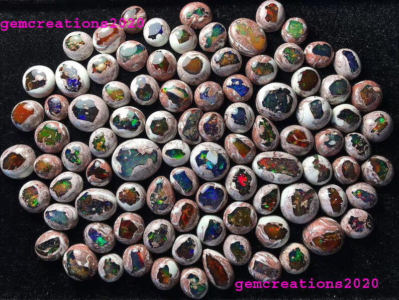 NATURAL MEXICAN FIRE OPAL MIX SHAPE CABOCHON LOOSE GEMSTONE (SIZE 10-26 MM)