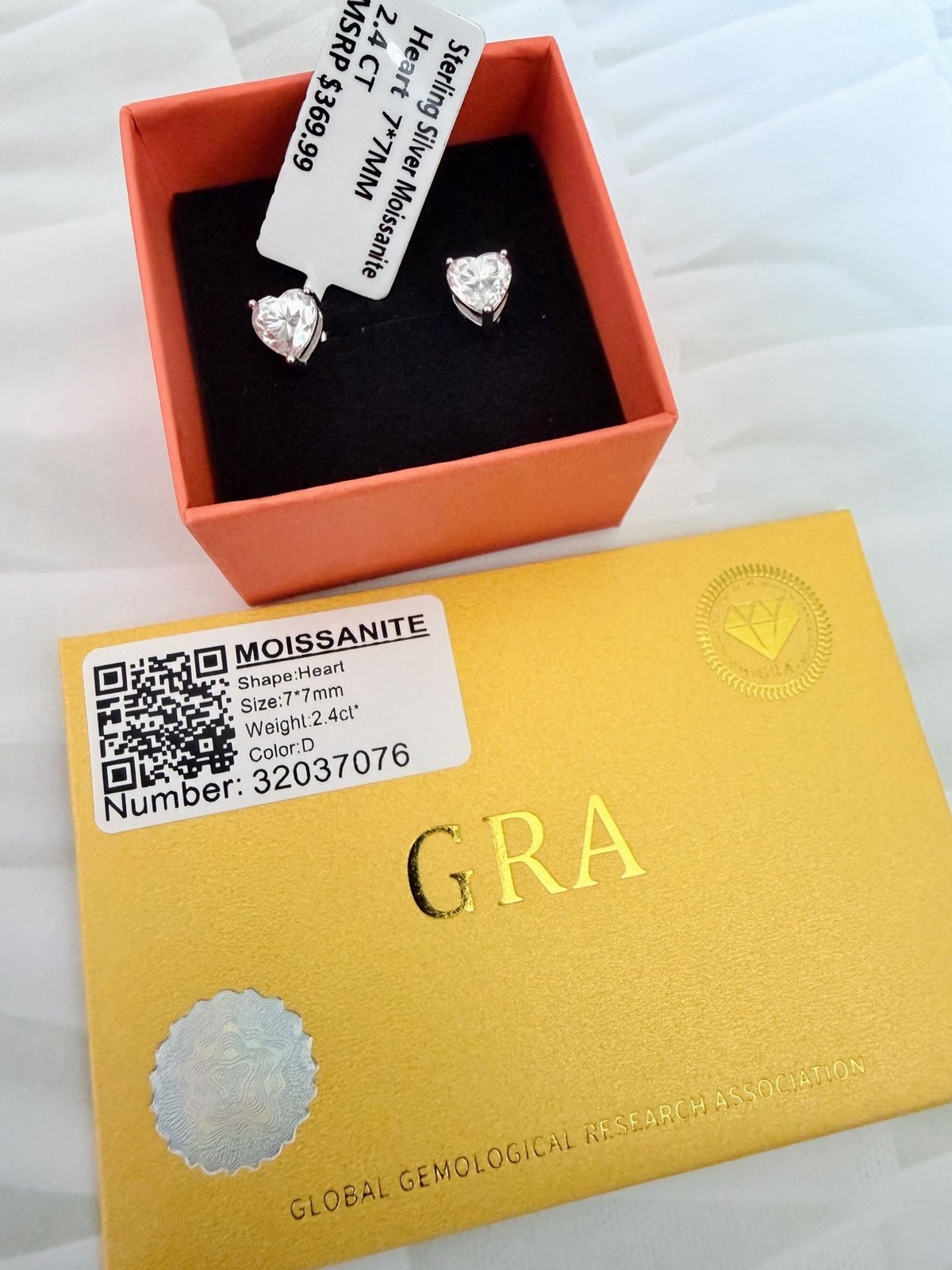 2.4 CT Heart Shape Moissanite Stud Earrings in Sterling Silver