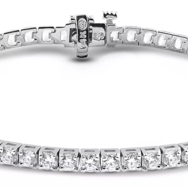 Tennis Bracelet Solid 14K Gold Classic Round 3.25 Carat Lab-Grown Diamond E VVS2