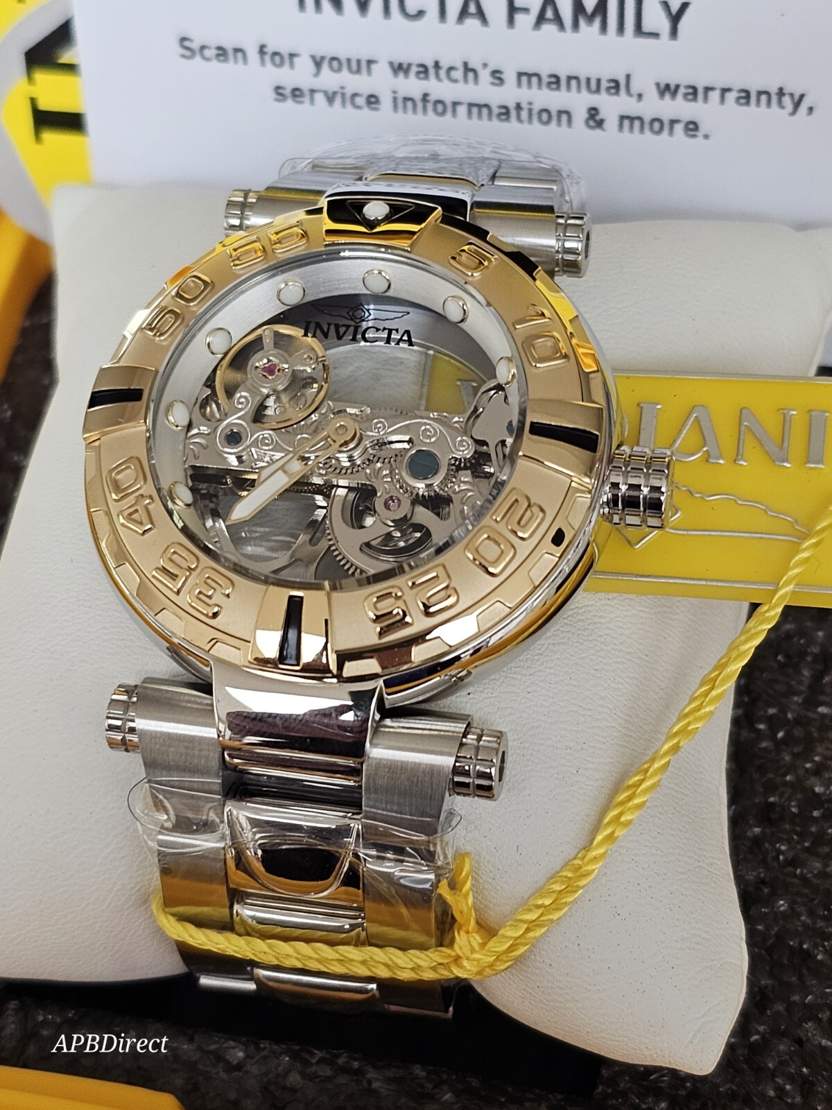Invicta Subaqua Noma I – Automatic BRIDGE Mvmnt Skeleton Gold Bezel mens watch
