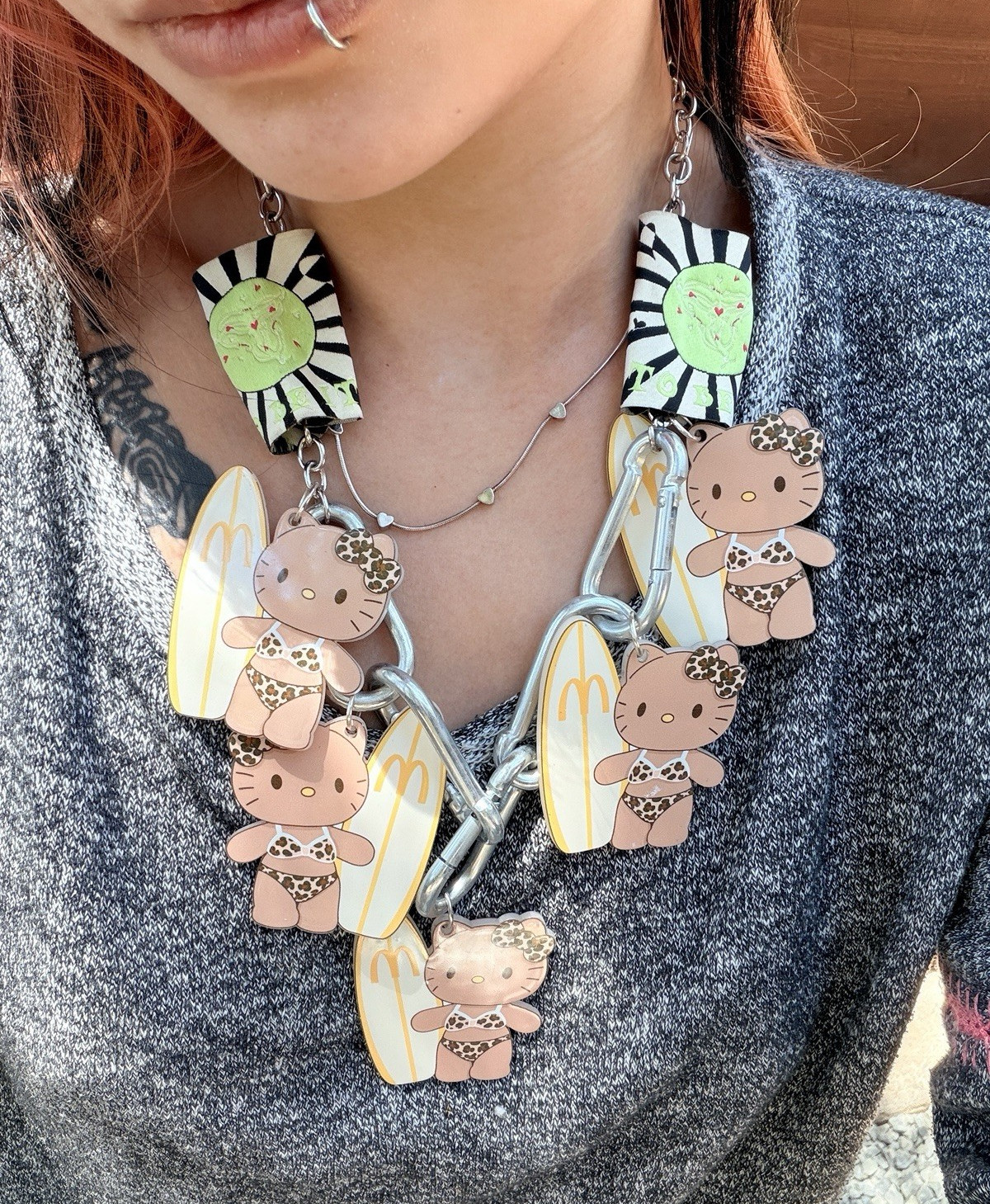 Hello Kitty summer skateboard necklace waist chain personality unique design