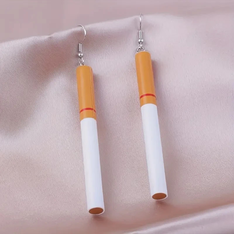 Cigarette Earrings, Long Cigarette Earrings, Hypo Allergenic, Novelty Earrings