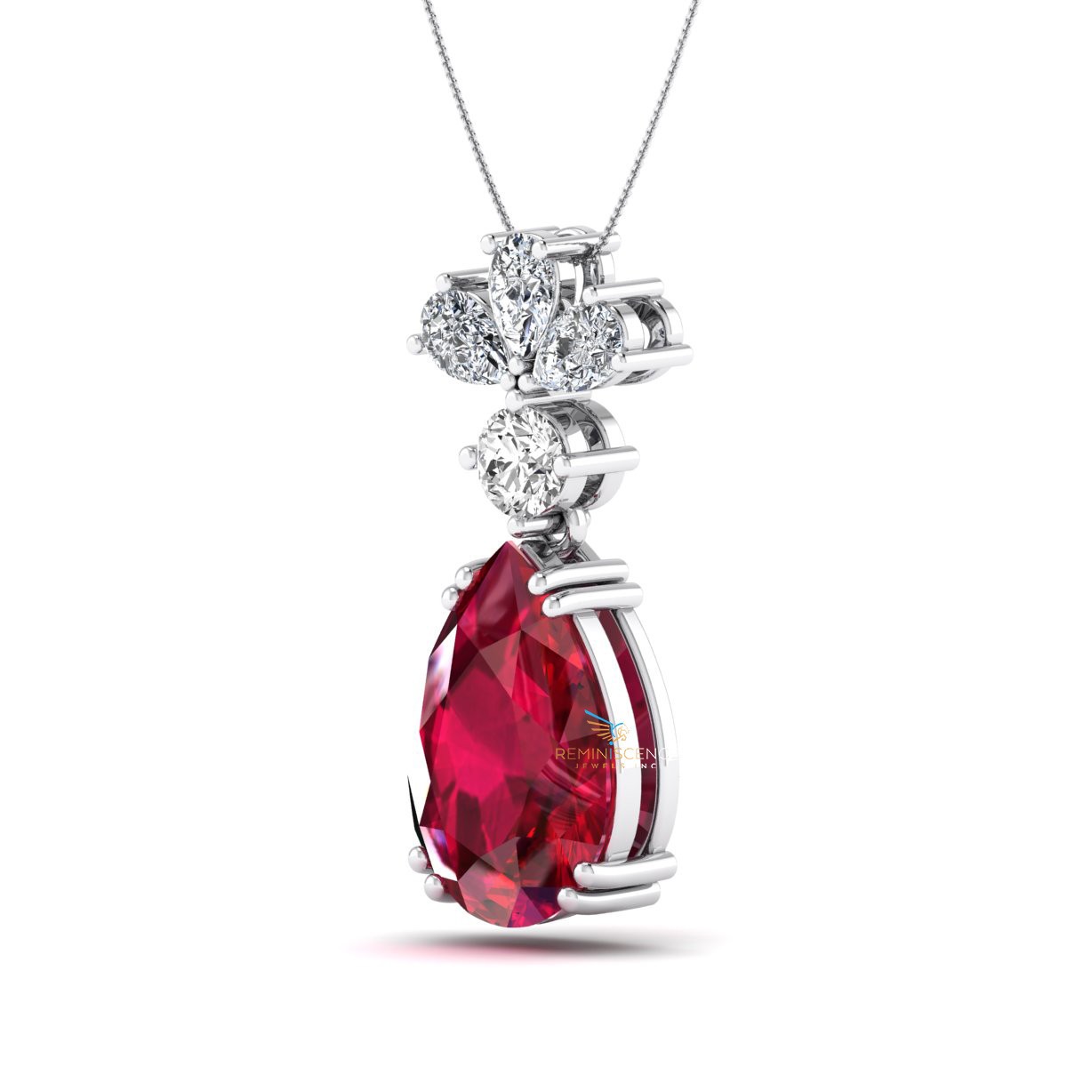 Pear Cut Lab Grown Diamond 14K White Gold Stylish Teardrop Women’s Necklace