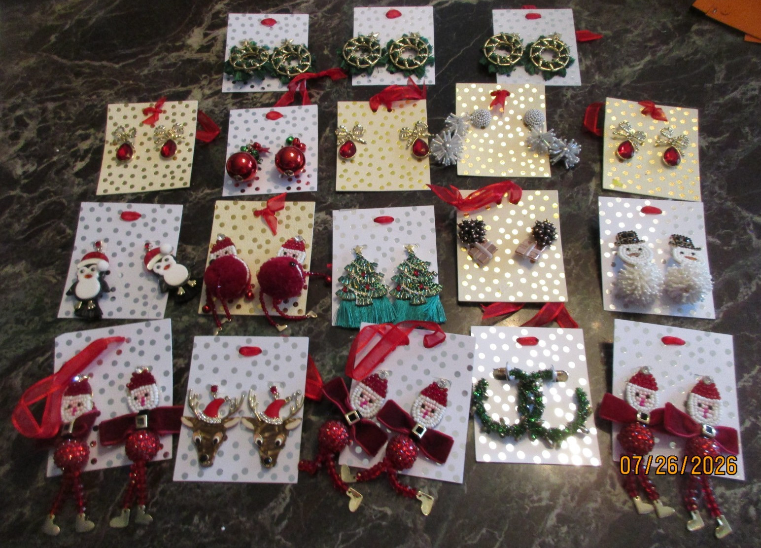 Lot 18 Assorted FANCY Christmas Holiday Earrings Xmas Earring Lot