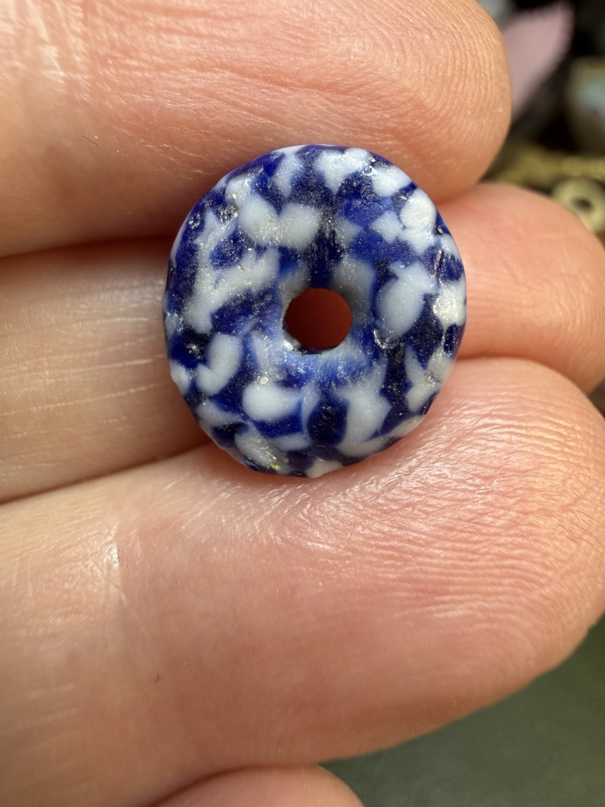 Lot 29 Antique 19th C Venetian African Trade Beads Lampwork Skunk Mosaic Glass 1