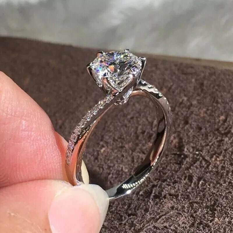 3Ct Round Cut Lab Created Diamond Engagement Wedding Ring 14K White Gold Finish
