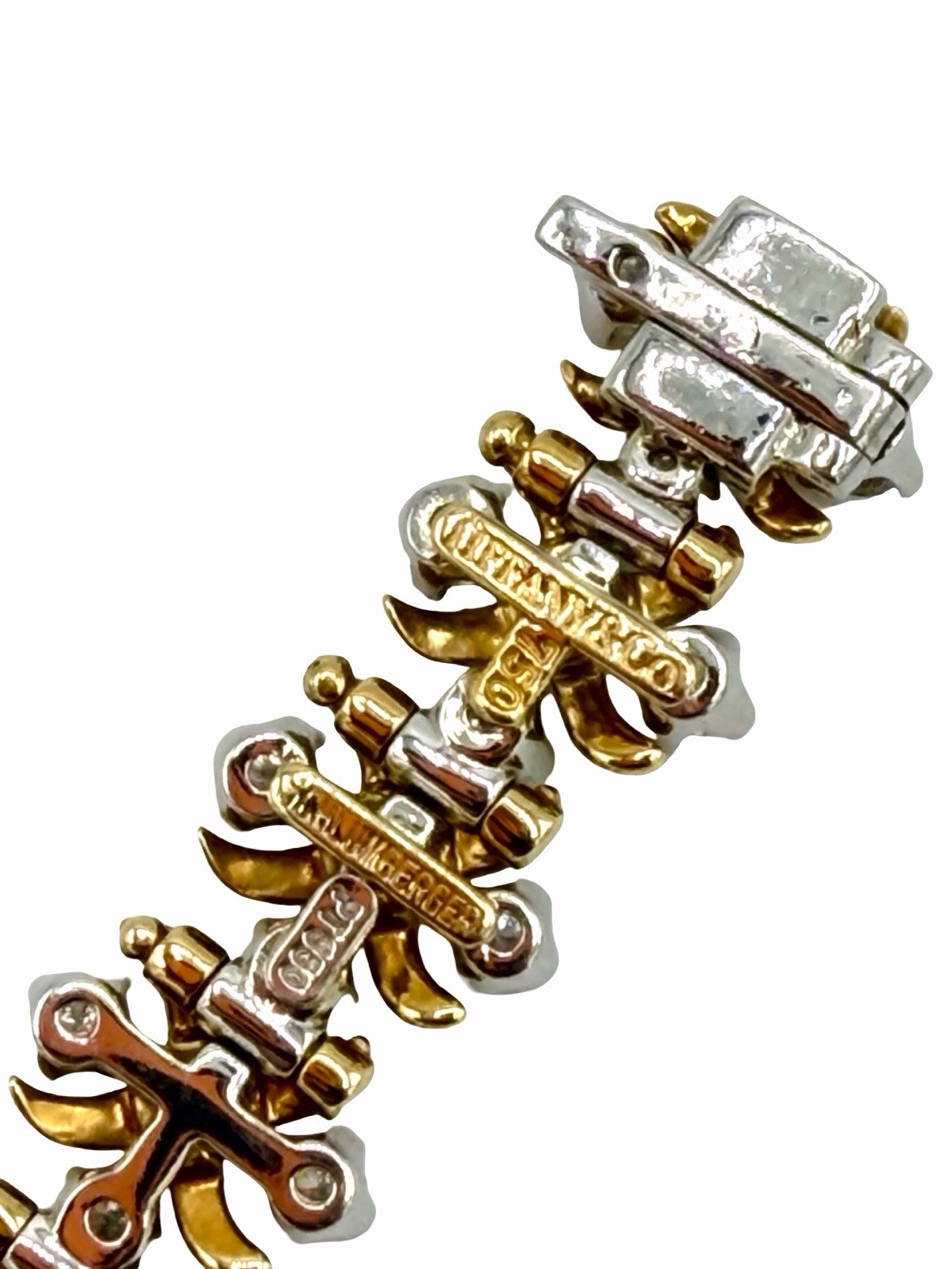 Tiffany & Co. Schlumberger Diamond Bracelet 18k Gold Platinum X Link Style