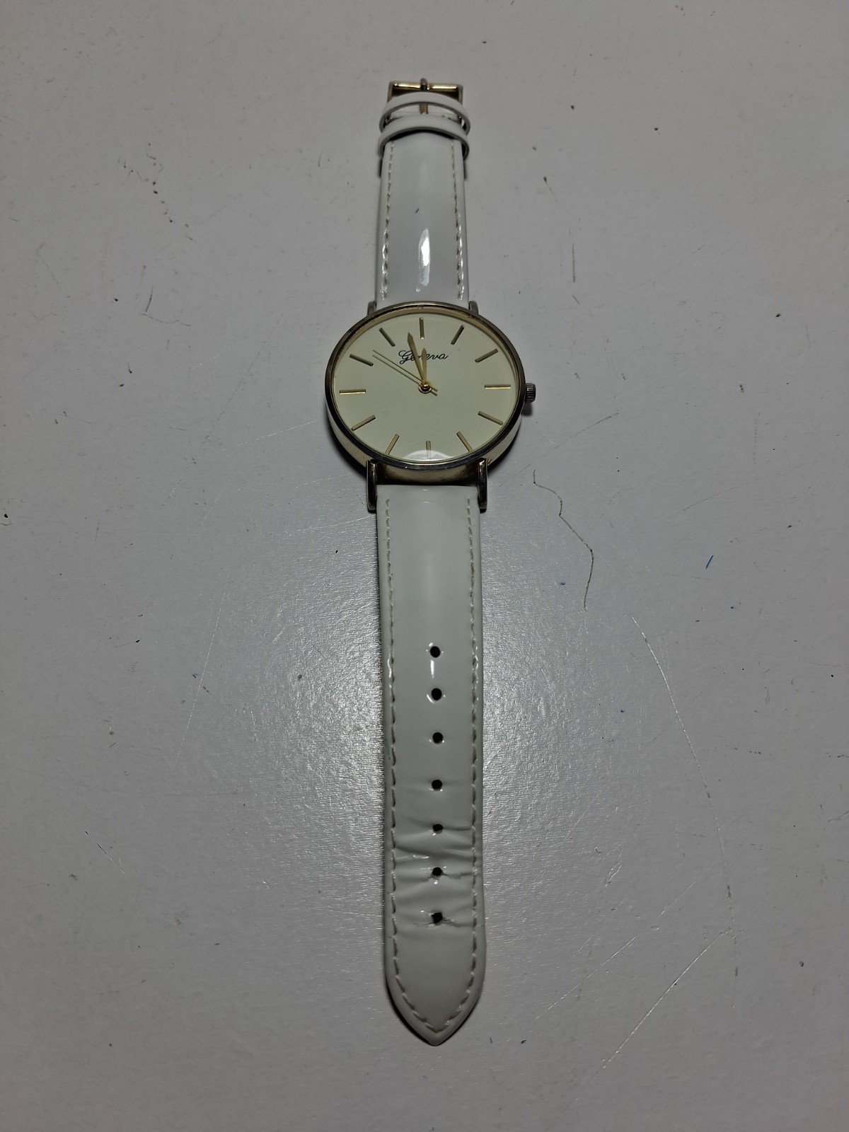 Geneva Analog Quartz Dress Watch Gold- Tone Dial, Hands, Markers And Case Glossy