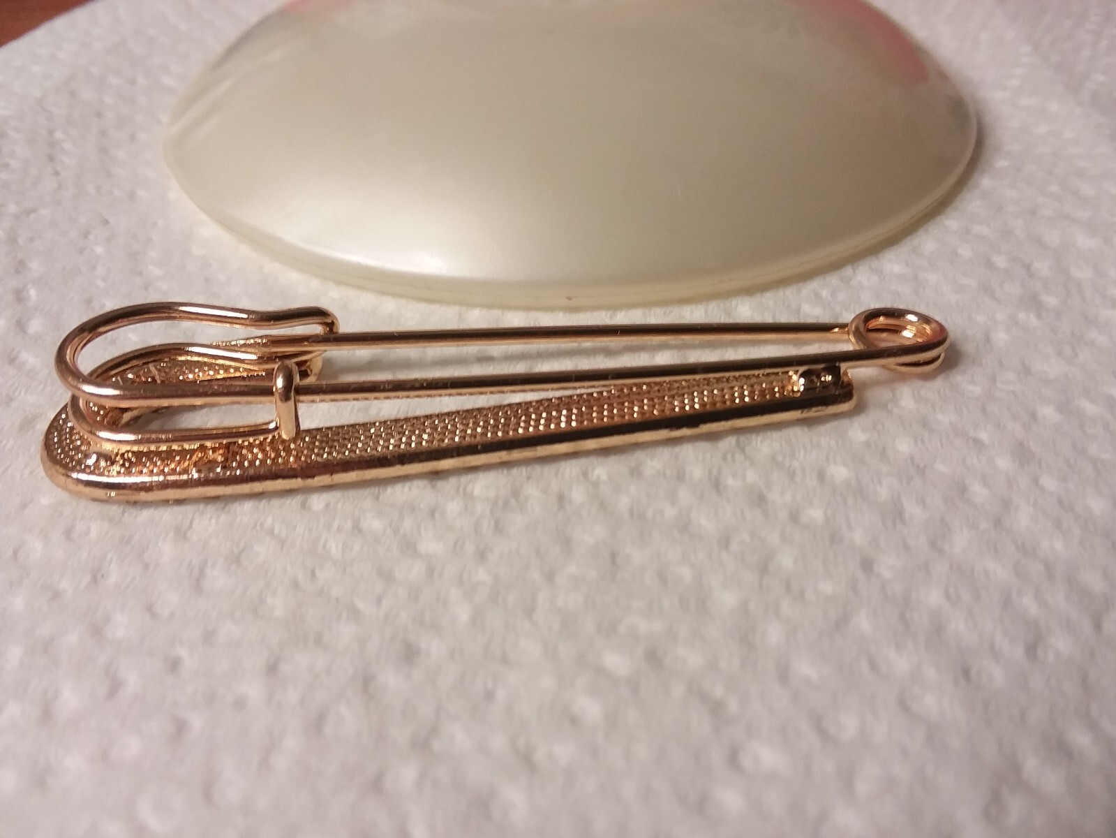 3″ Gold Tone Rhinestone Safet Pin Brooch Marked “X” 07-01-2024