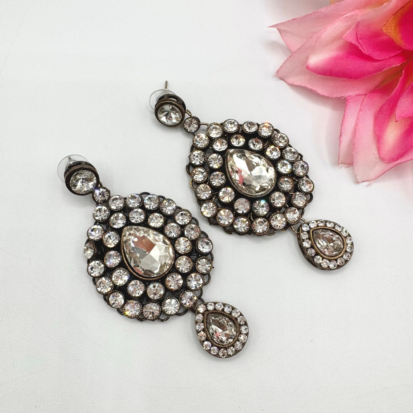 Bollywood Crystal Wedding Earrings Bridal Wedding Regal Regency Special Occasion